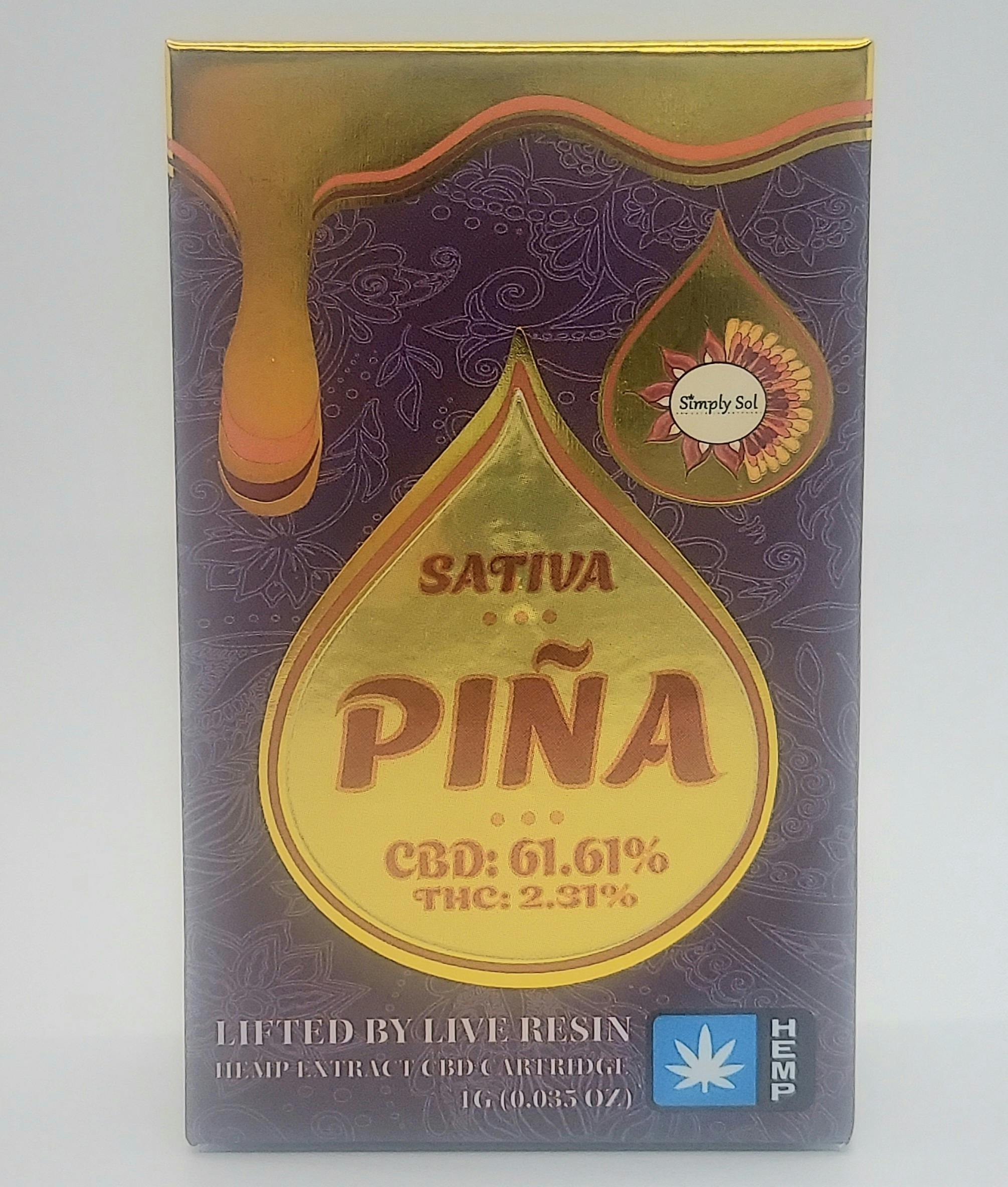Simply Sol - Piña 1G High CBD Cartridge
