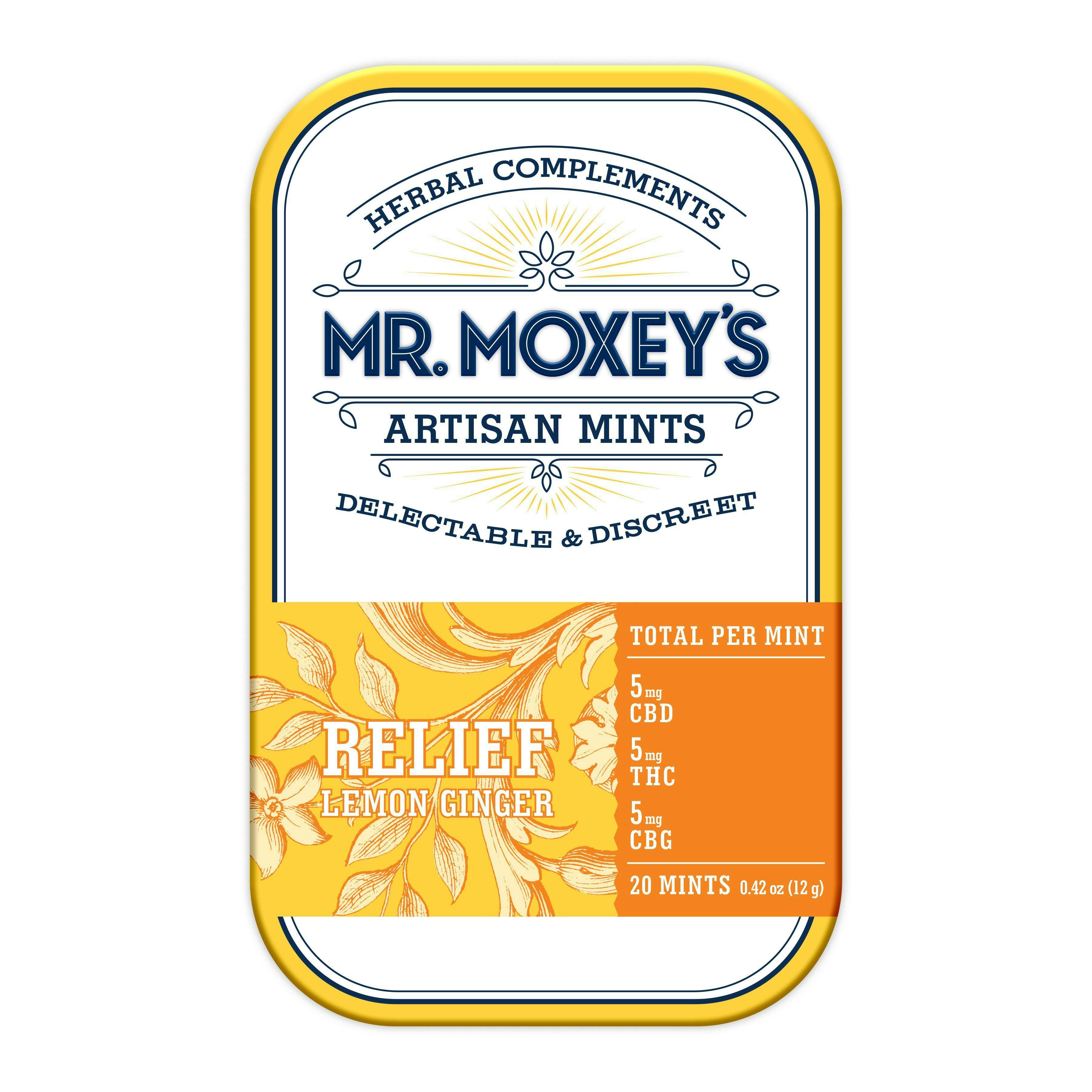 Relief 1:1:1 CBG Lemon Ginger Mints (100mg CBG/100mg CBD/100mg THC) by Mr. Moxey's