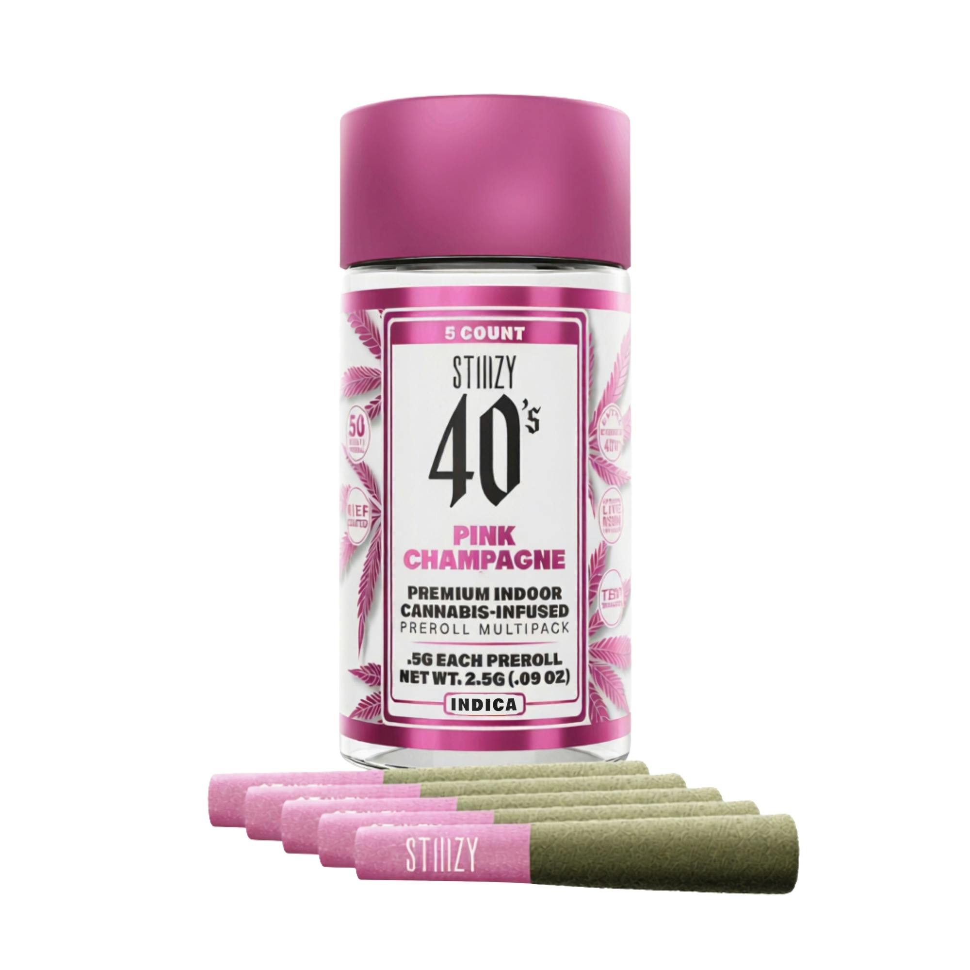 Pink Champagne - .5G 40's Infused Preroll 5 Pack