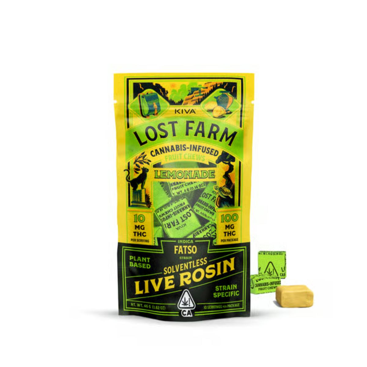 Lost Farm | Lemonade Fatso | Live Rosin Chews | [100mg] 10pk | Indica