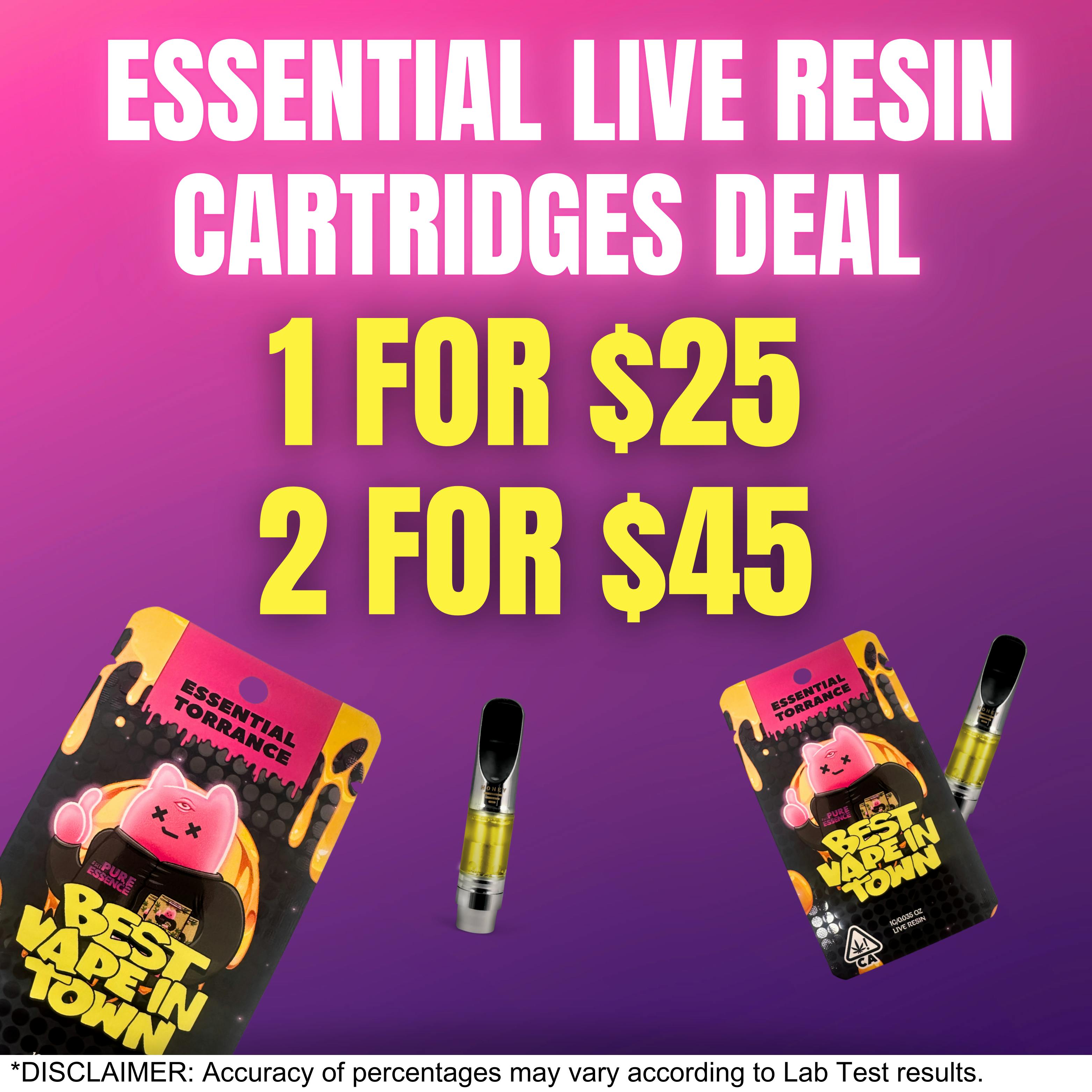 Live Resin Cartridges 2 for $45