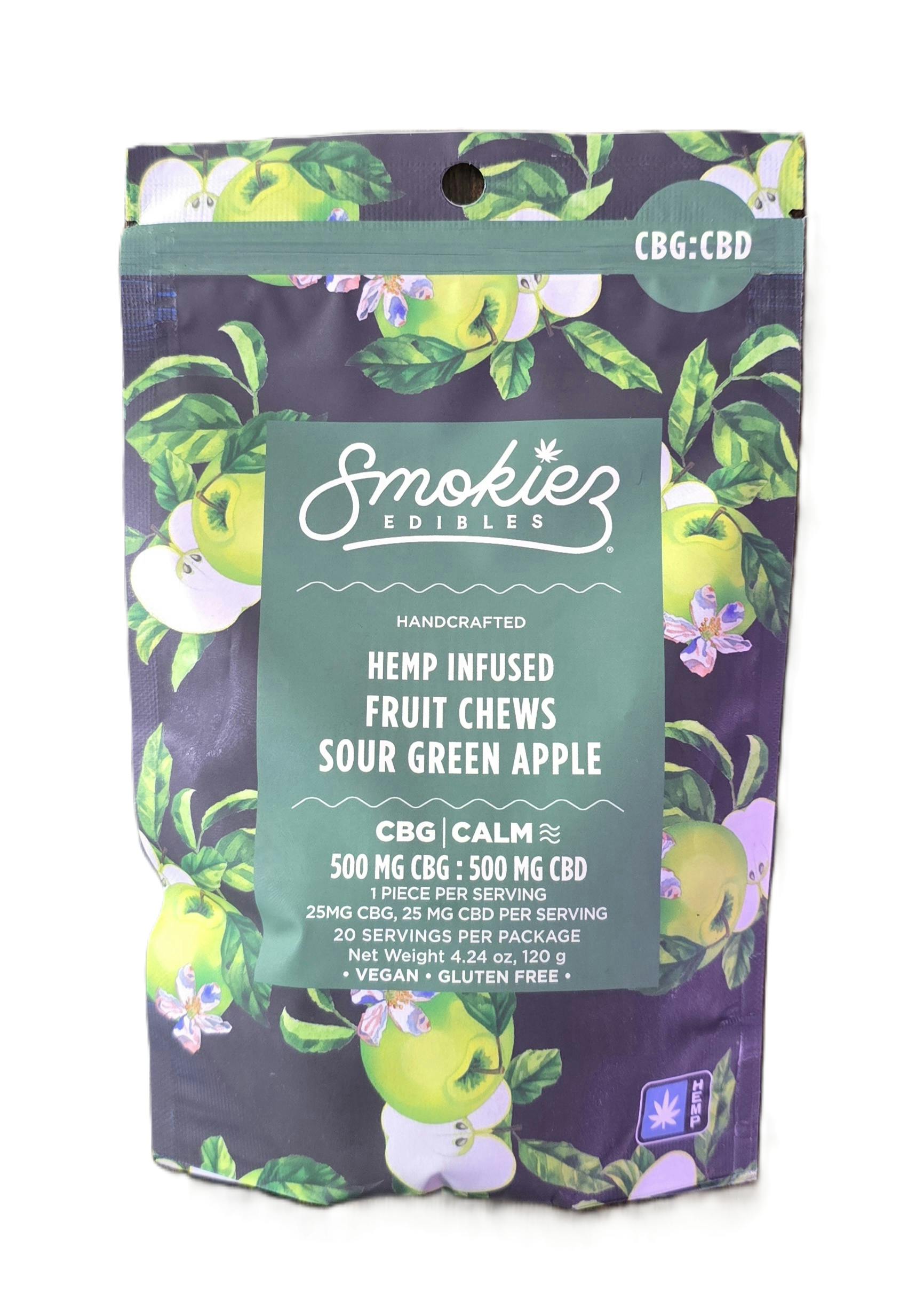 Green Apple Gummies 1:1 CBG:CBD | 500mg | 20ct | 25mg by Smokiez Edibles