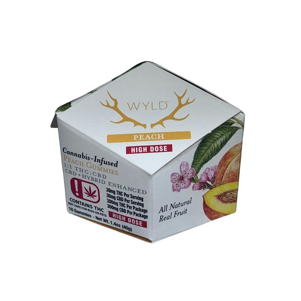 Peach 1:1 THC:CBD Hybrid Enhanced Gummies | 300mg | 10ct | 30mg/ea