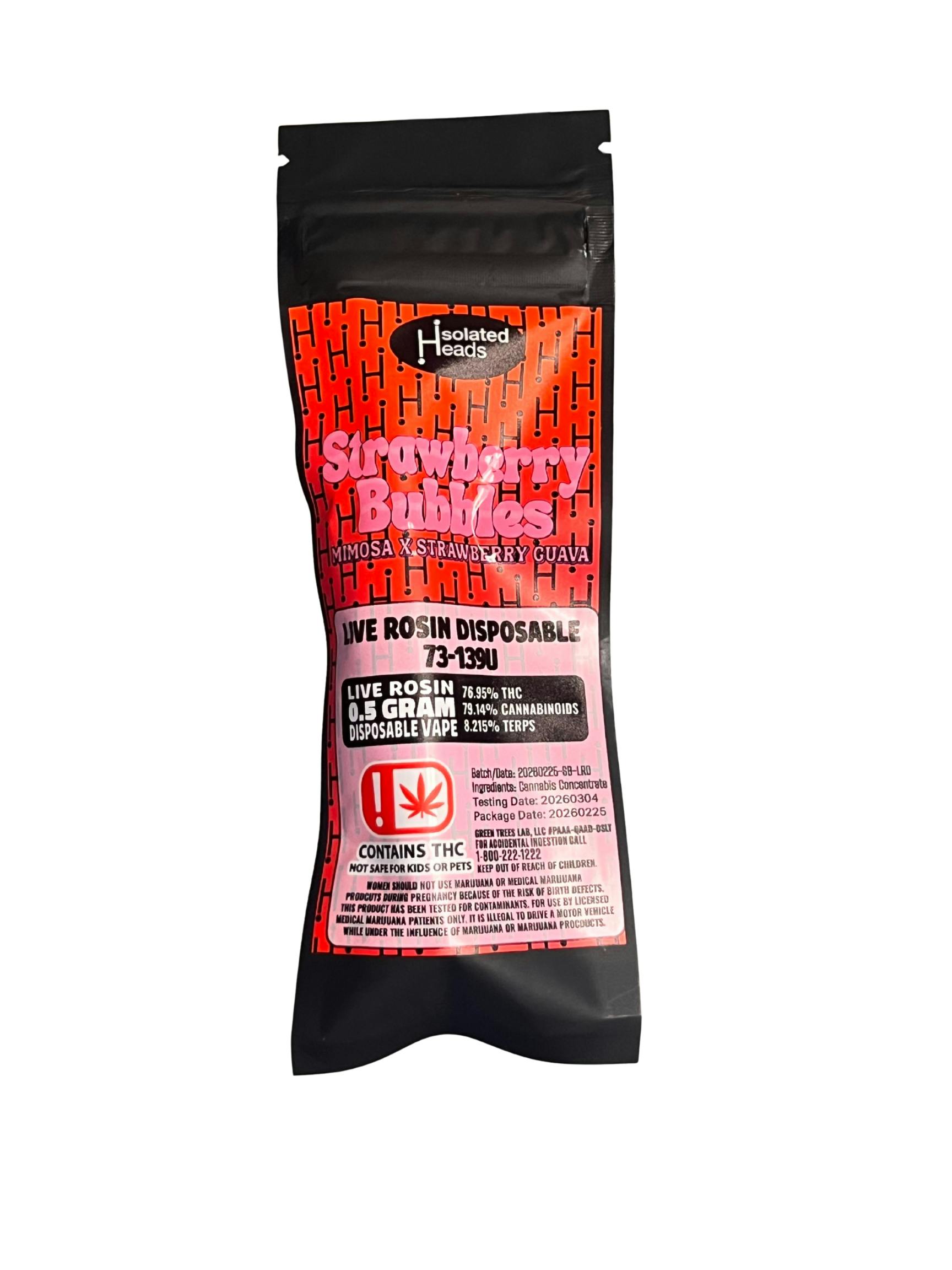 Isolated Heads | 0.5G Rosin | Strawberry Bubbles | 510 Thread