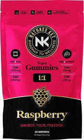 Raspberry | 1:1 | 500MG CBD | 500mg THC | Vegan Gummies