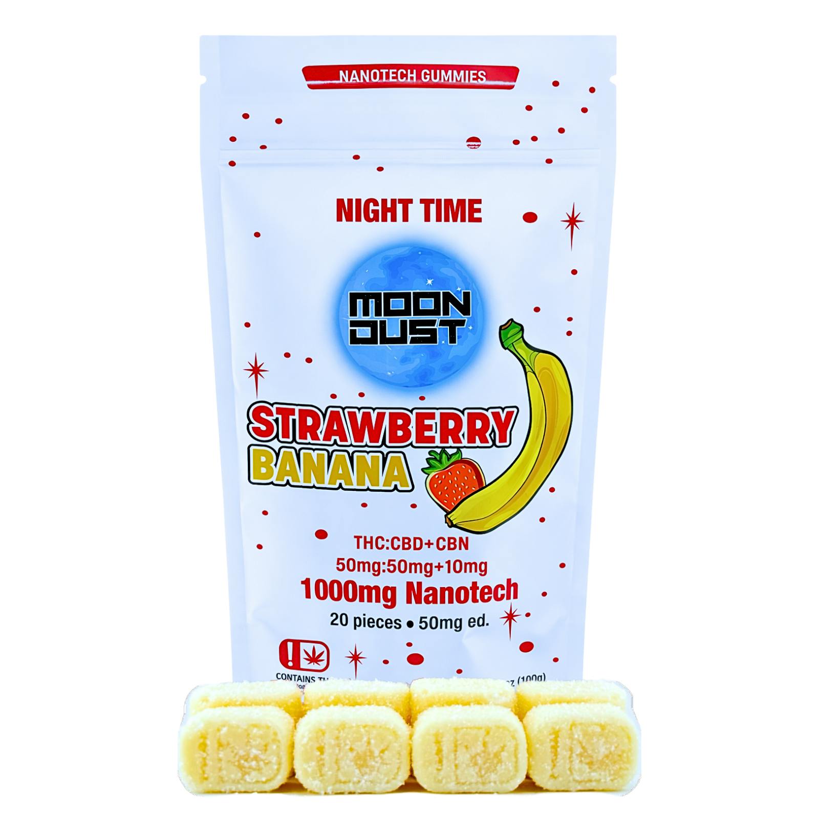 Moon Dust Nano Gummies - 1:1 + CBN 1000mg - Strawberry Banana