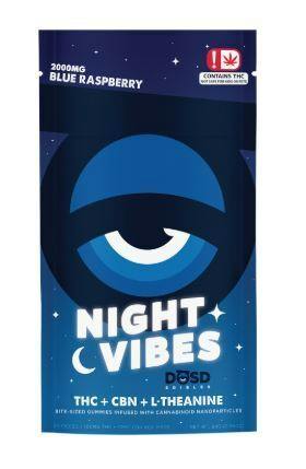 DOSD Blue Raspberry Night Vibes Gummies with CBN and L-Theanine 2,000mg