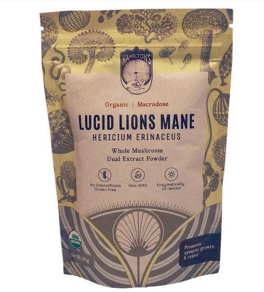 Hamilton's Lucid Lions Mane Whole Mushroom Dual Extract Powder 100 Grams