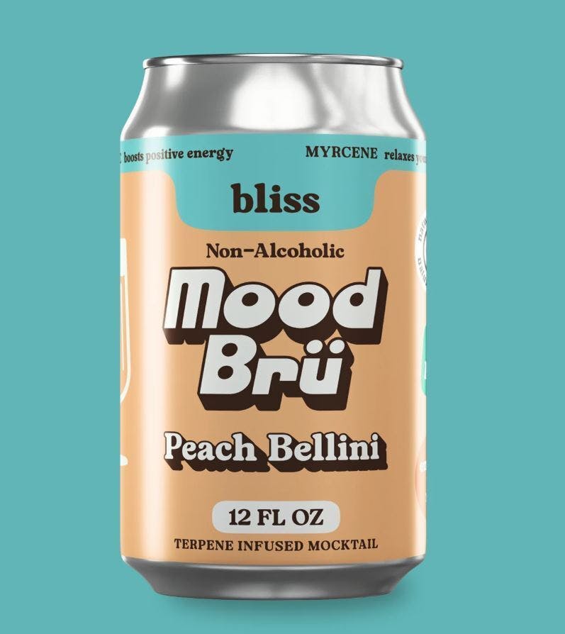 Mood Bru Peach Bellini Non-Alcoholic Mocktail 12oz