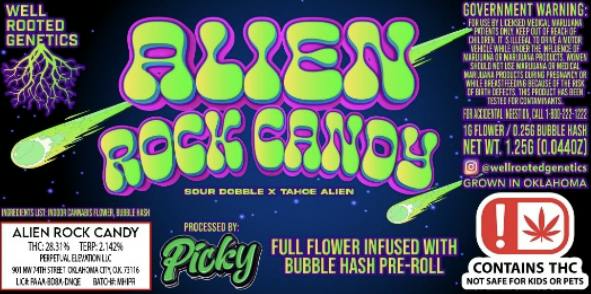 WELL ROOTED 1.25G ALIEN ROCK CANDY INFUSED PREROLL