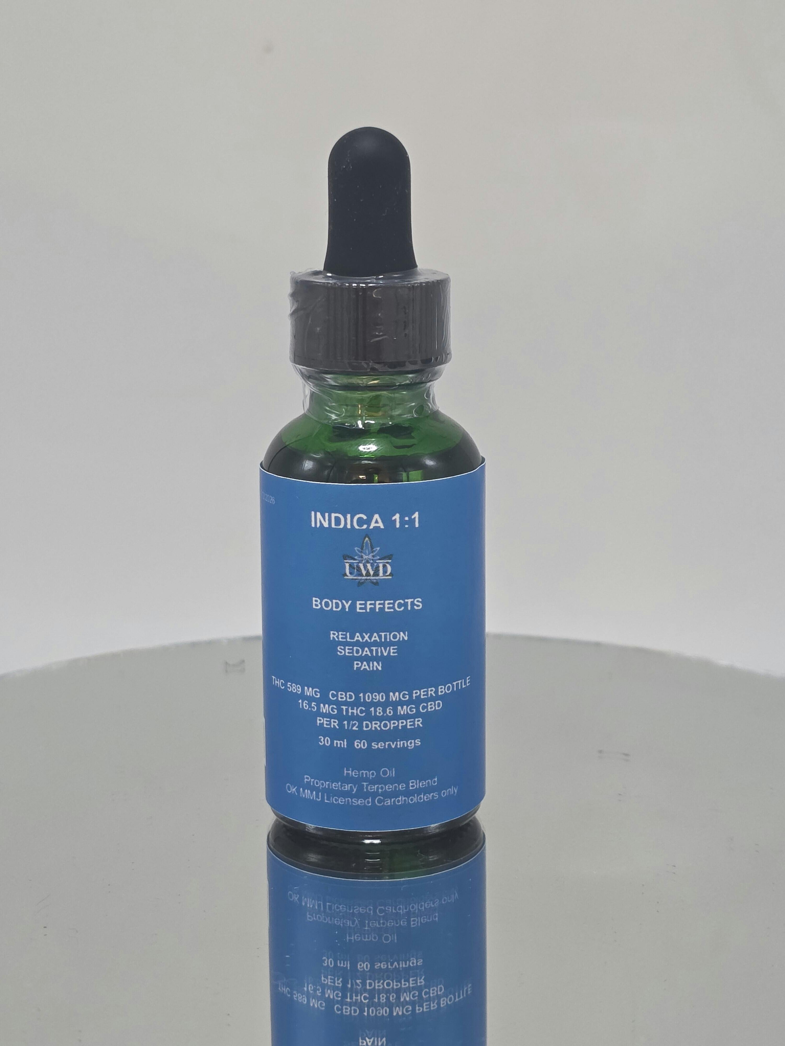UWD Indica 1:1 Tincture 30ml Bottle