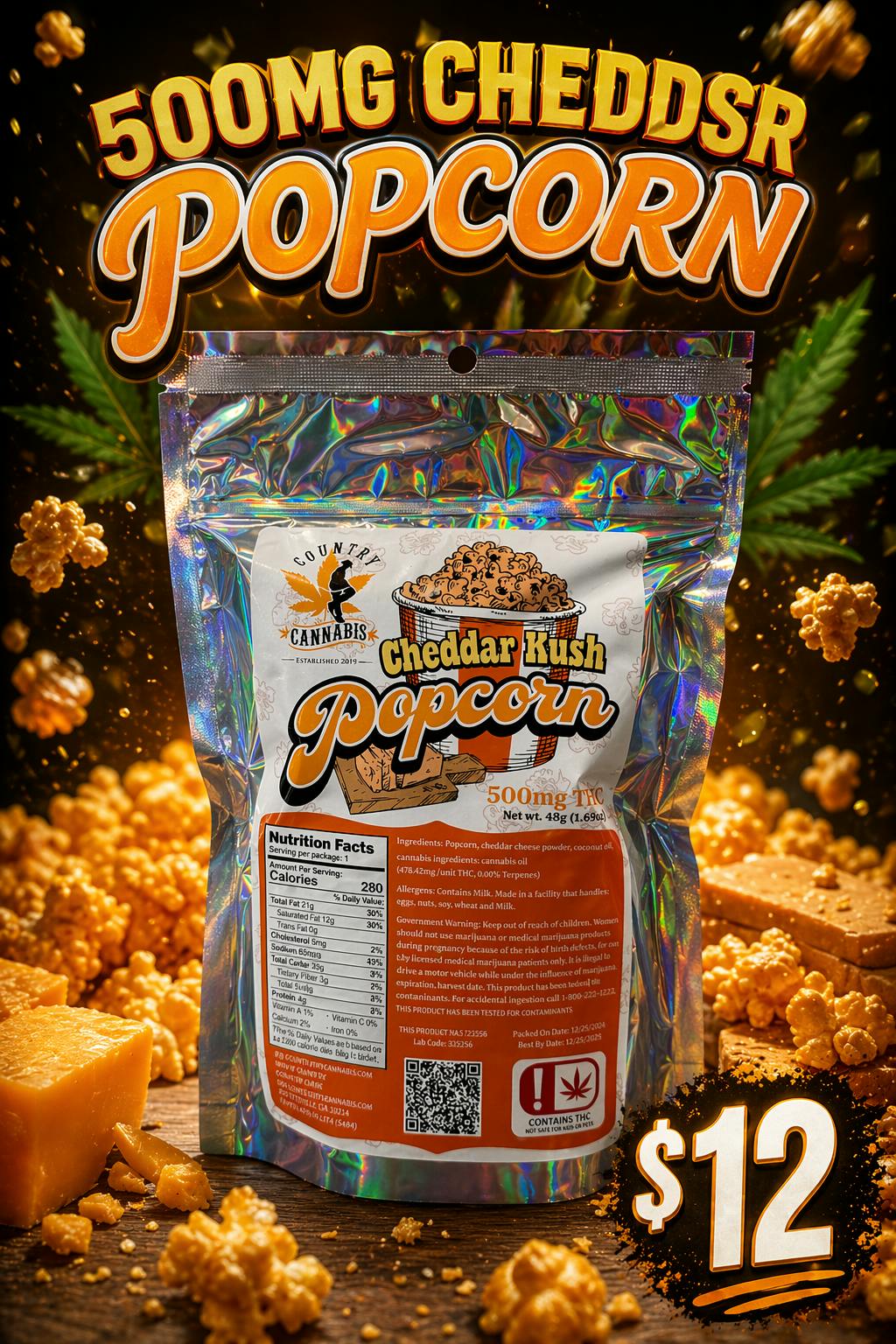 Cheddar Kush Popcorn Snack | 500mg