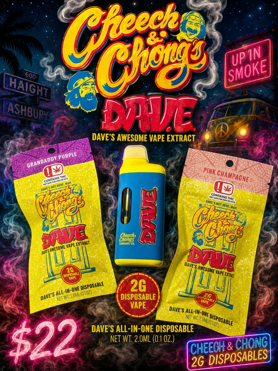 CHEECH & CHONG - 2G DISPOSABLE VAPES