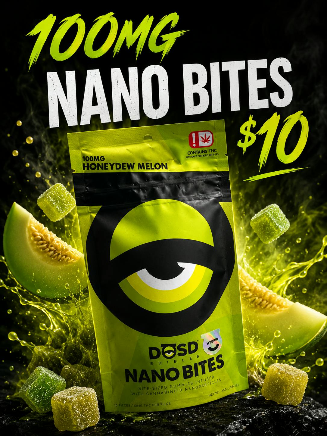 *NEW* DOSD - 100MG HONEYDEW MELON - NANO GUMMIES