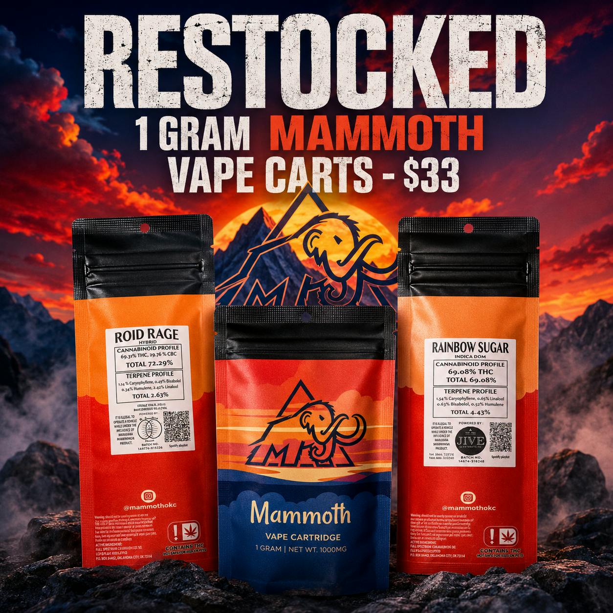 MAMMOTH - FULL SPECTRUM 1G VAPE CART - 510THREAD