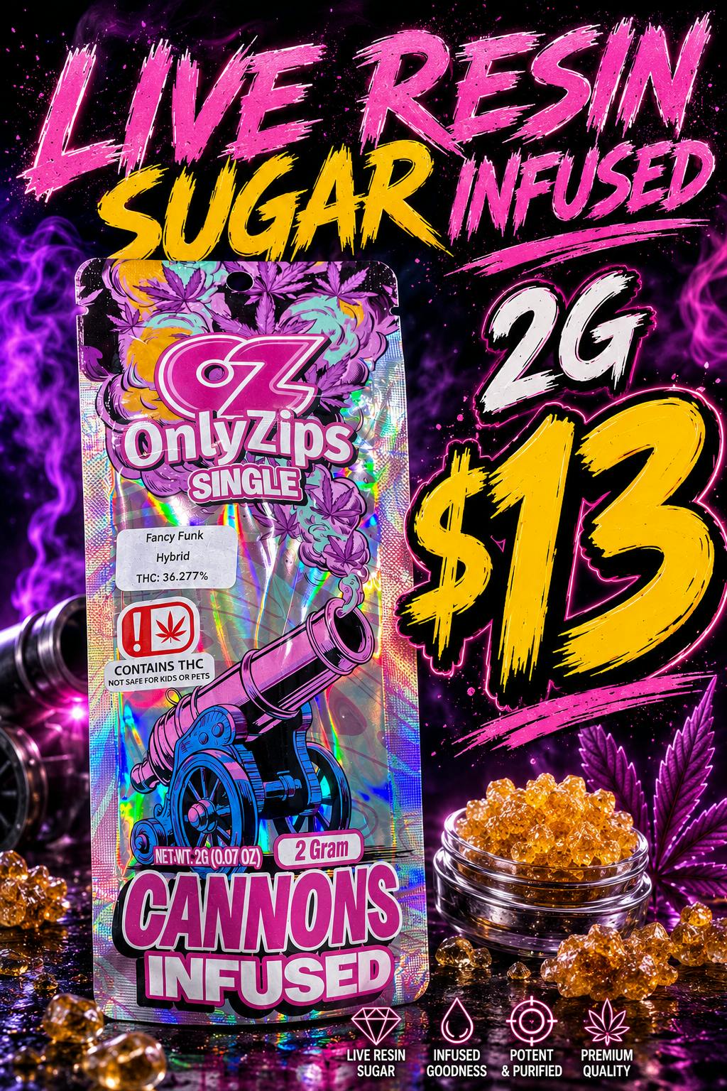 2G CANNON - LIVE RESIN SUGAR INFUSED PRE ROLL