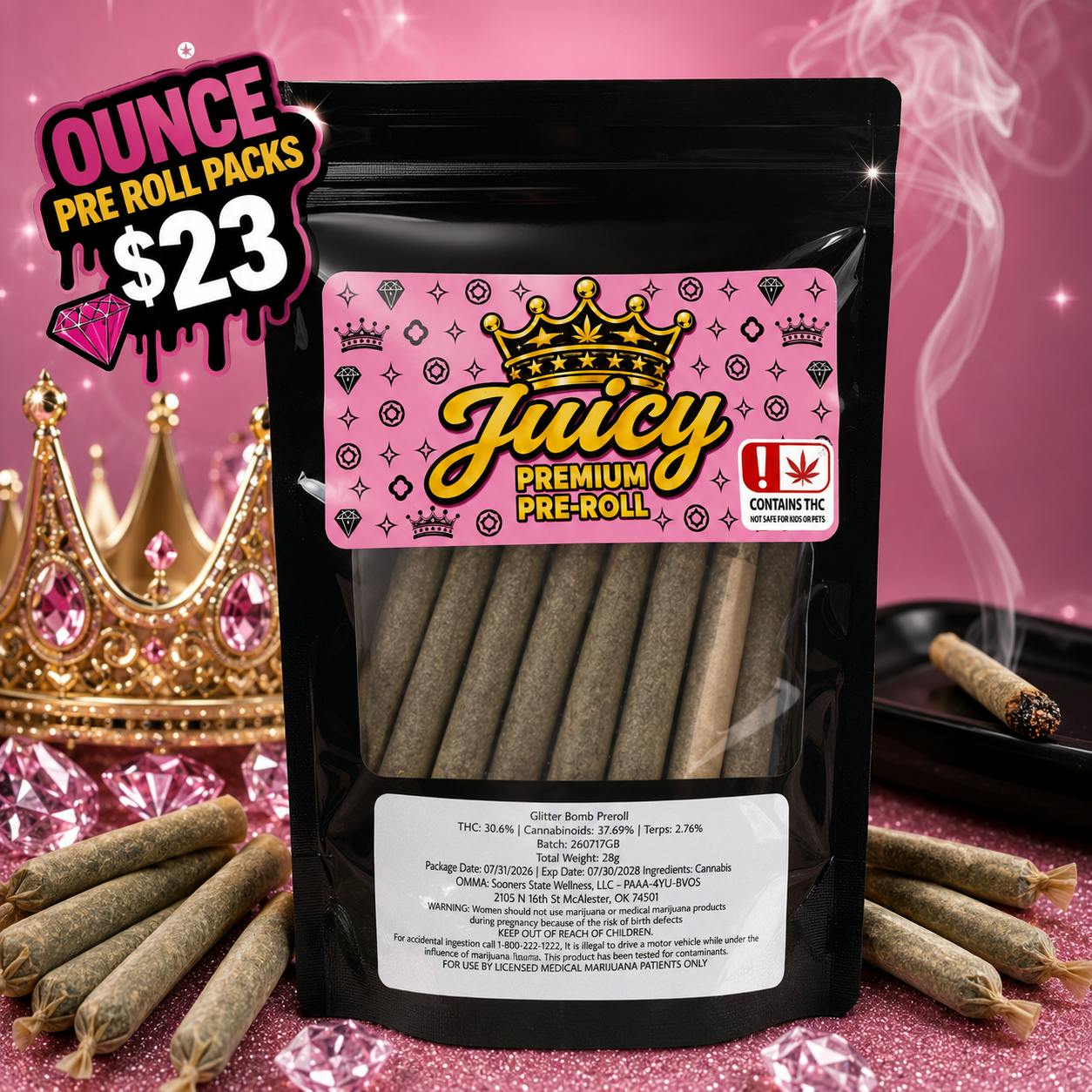 JUICY - OUNCE PRE ROLL PACK - $23