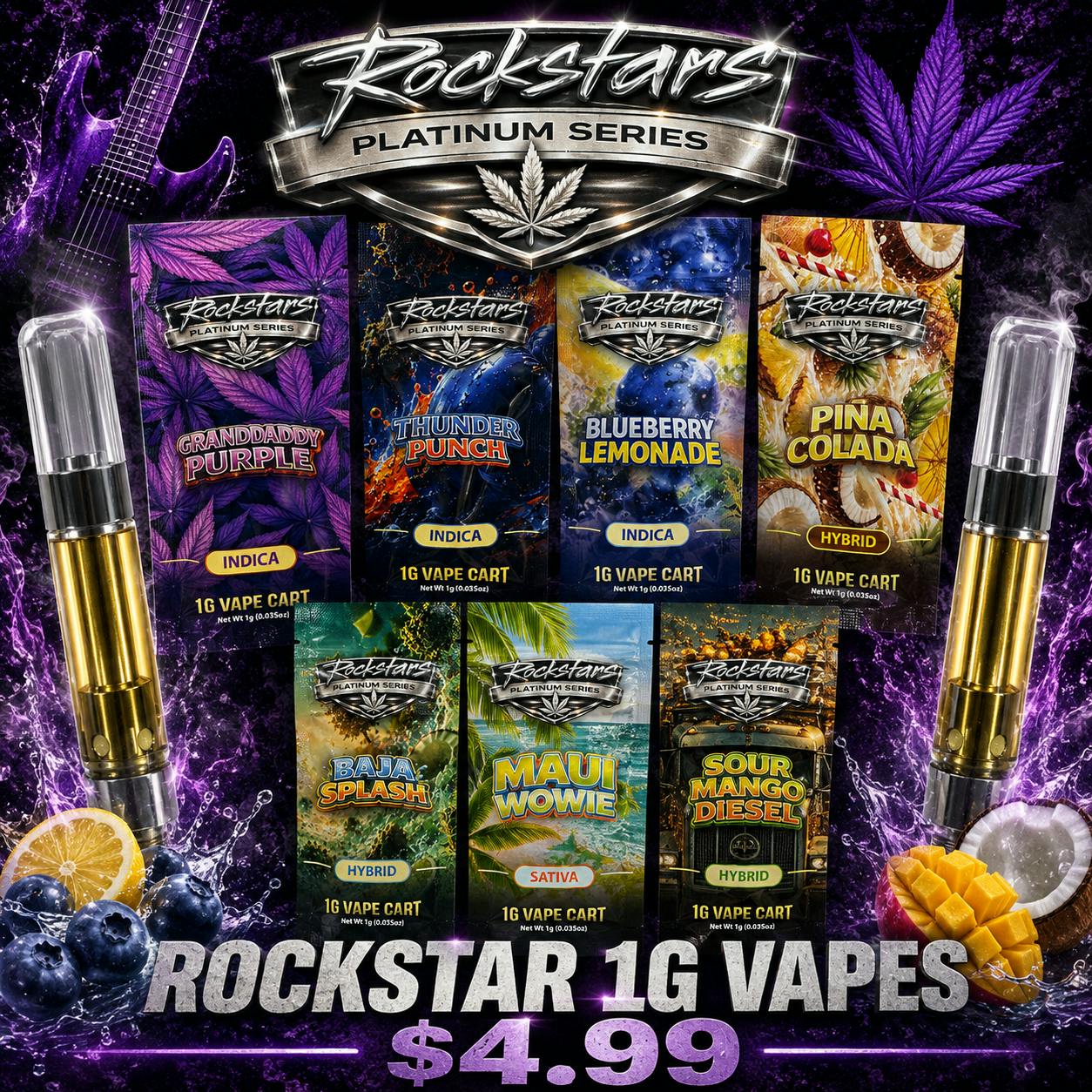 5 FOR $25 - 1 GRAM VAPE CARTRIDGES