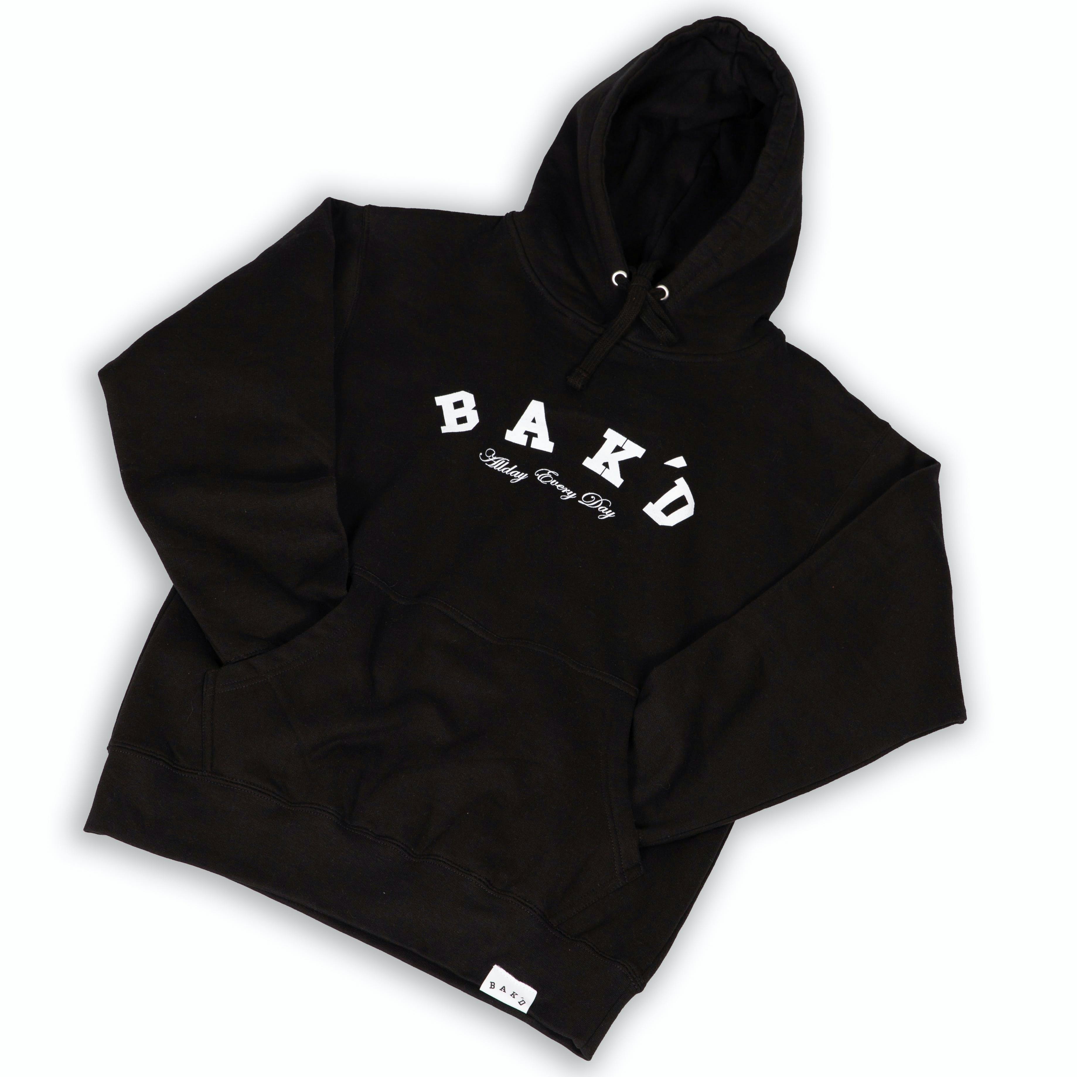Bak'd Classic Pull Over Hoodie w/ Pocket (Black/White)