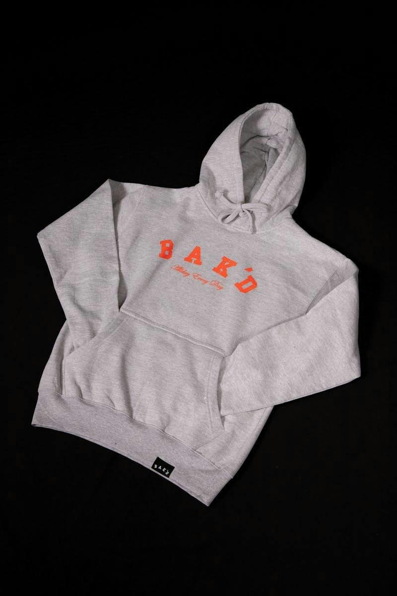 Bak'd Classic Pull Over Hoodie w/ Pocket (Gray/Orange)