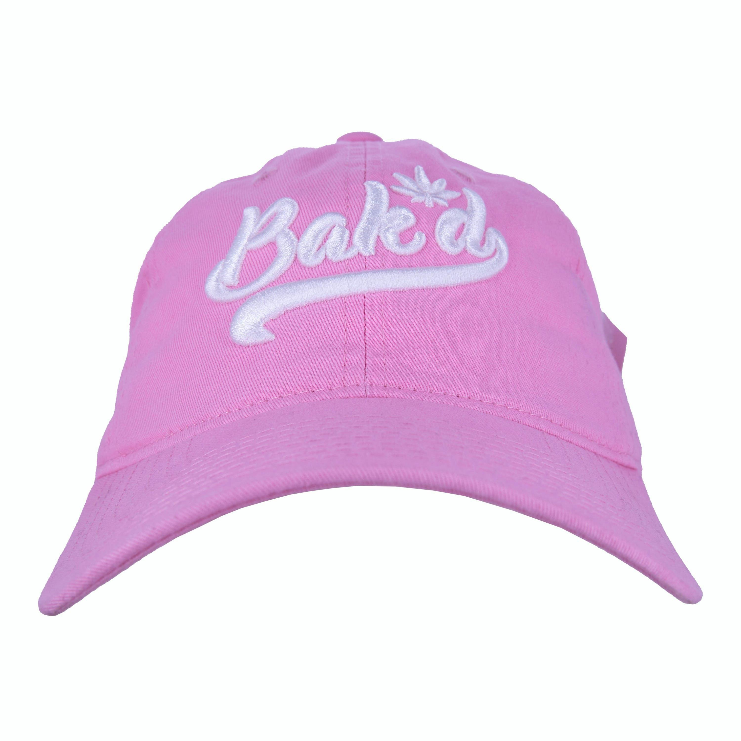 Bak'd Strapback Hat Cursive (Pink/White)