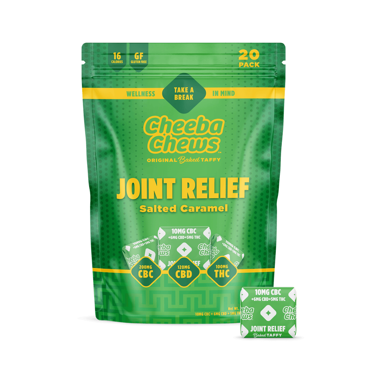 Cheeba Chews | Joint Relief Salted Caramel Taffy | 100mg | 20ct | 5mg/ea