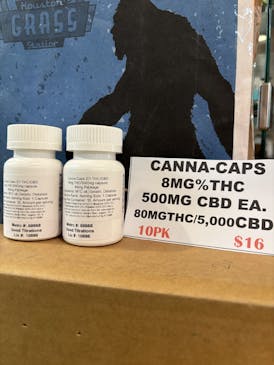 Canna Caps 8mg THC, 500mg CBD each capsule