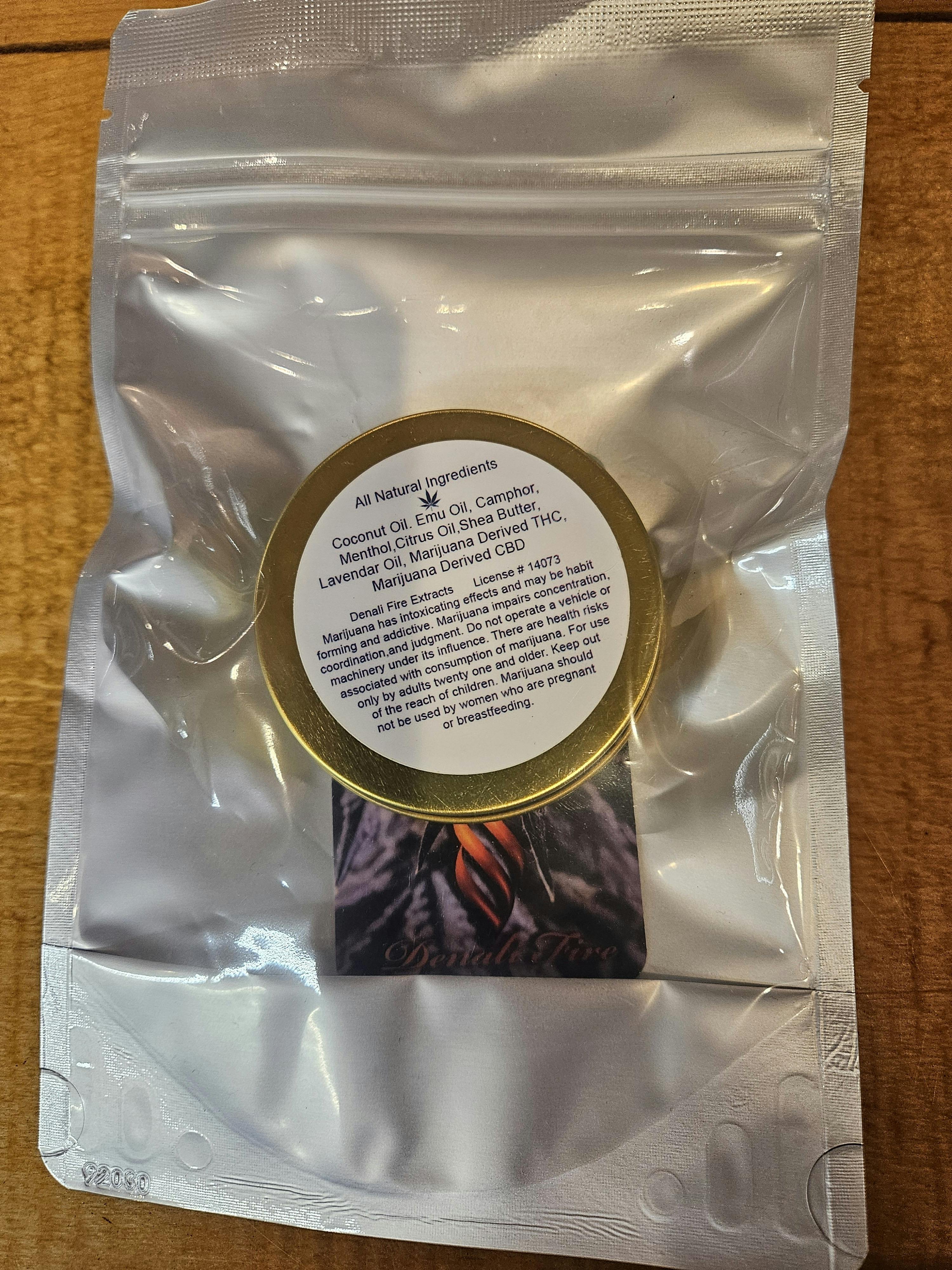 Denali Fire Miracle Salve - 2 Oz Tin. 100mg THC, 700mg CBD by Denali Fire