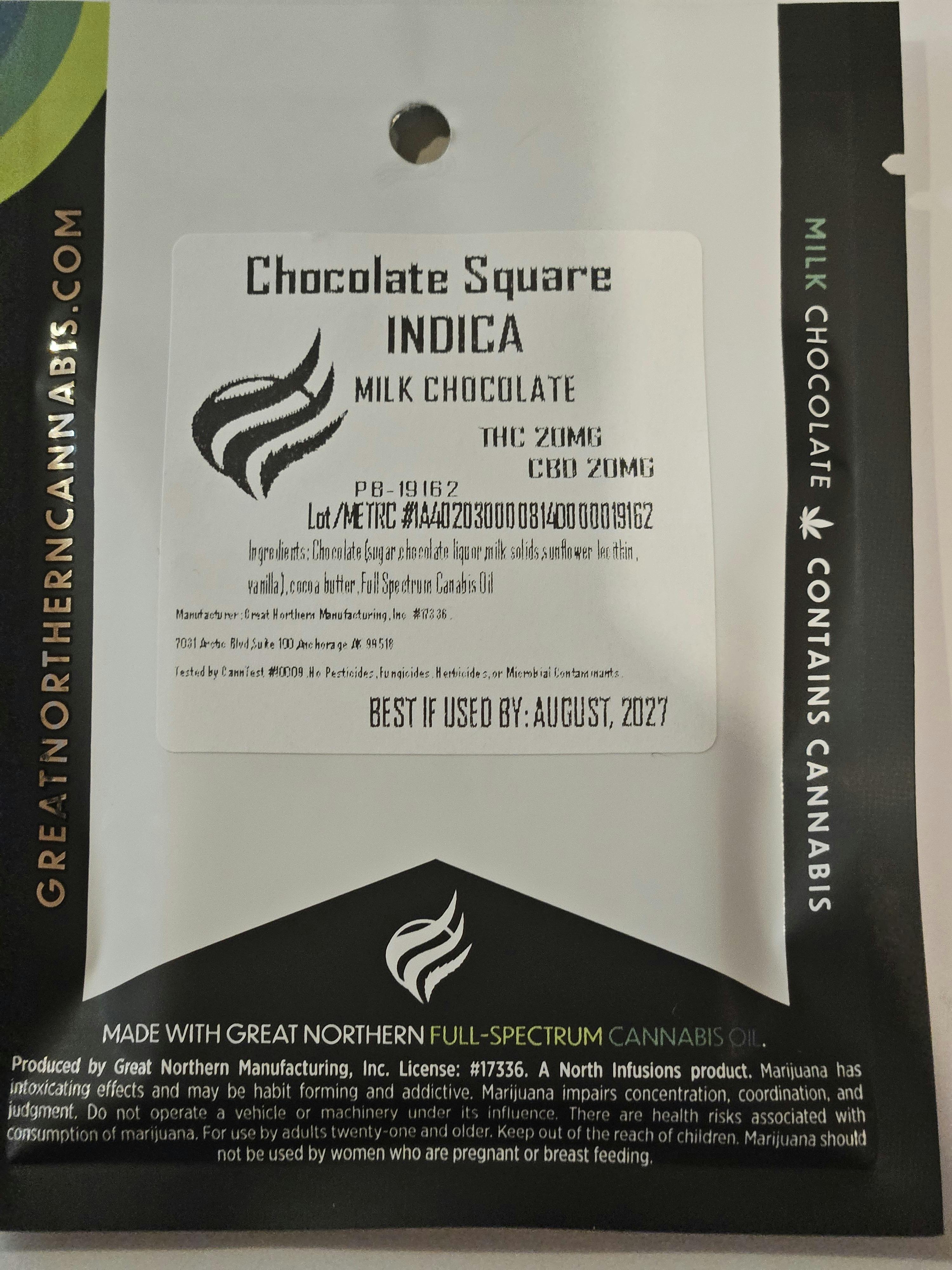 chocolate bar 1:1 milk indica 100mg