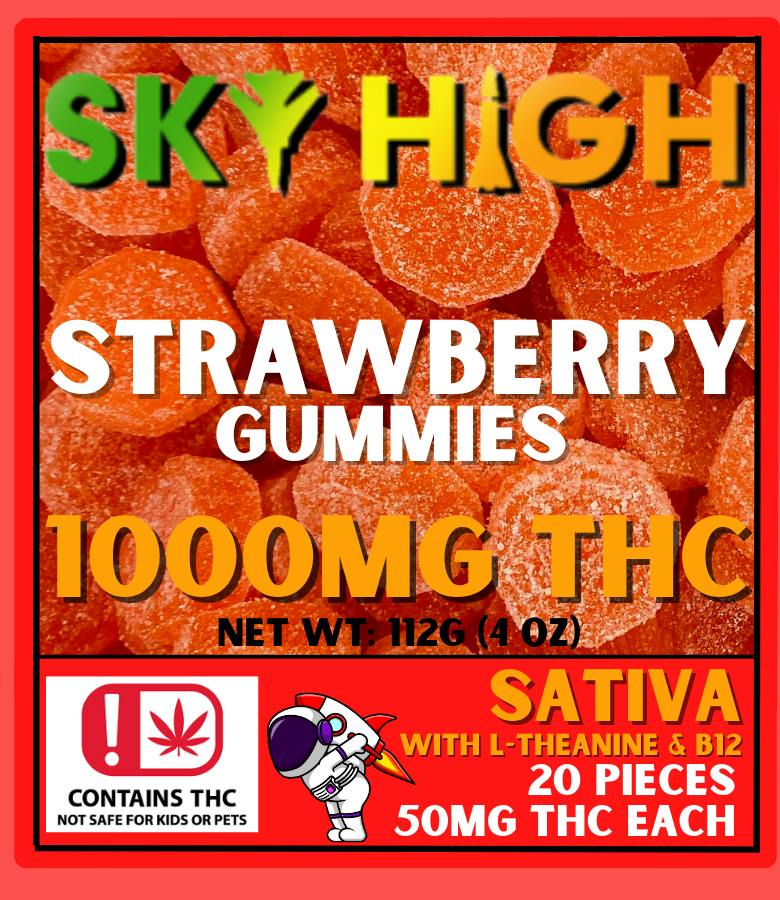 Sky High- 'Strawberry' Sativa 1000mg Gummies (20pk)