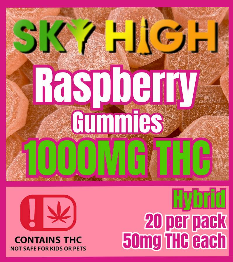 Sky High - 'Raspberry' Hybrid 1000mg Gummies (20pk)