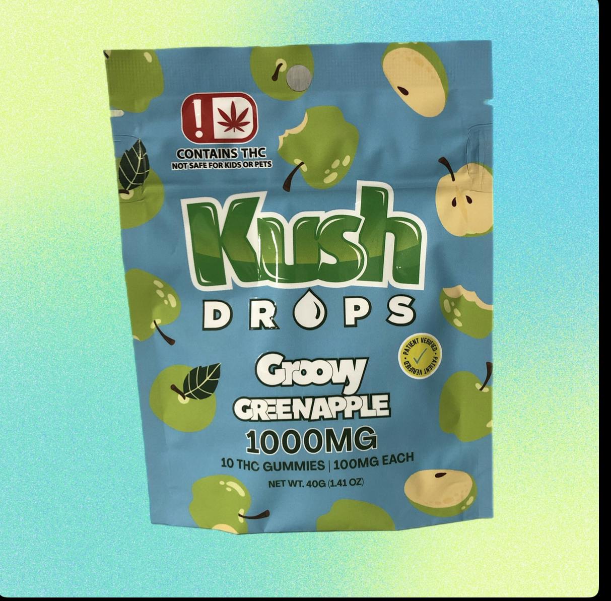 Kush Drops | Groovy Green Apple Gummies | 1000mg THC