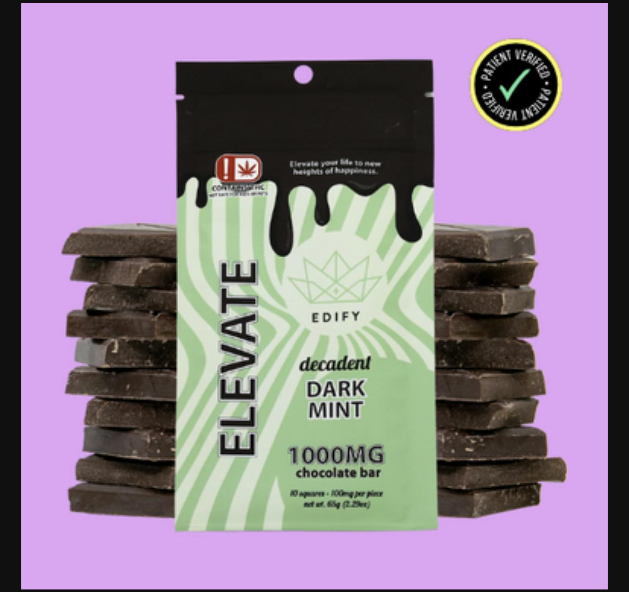 Dark Chocolate Mint 1000mg Chocolate Bar - Edify