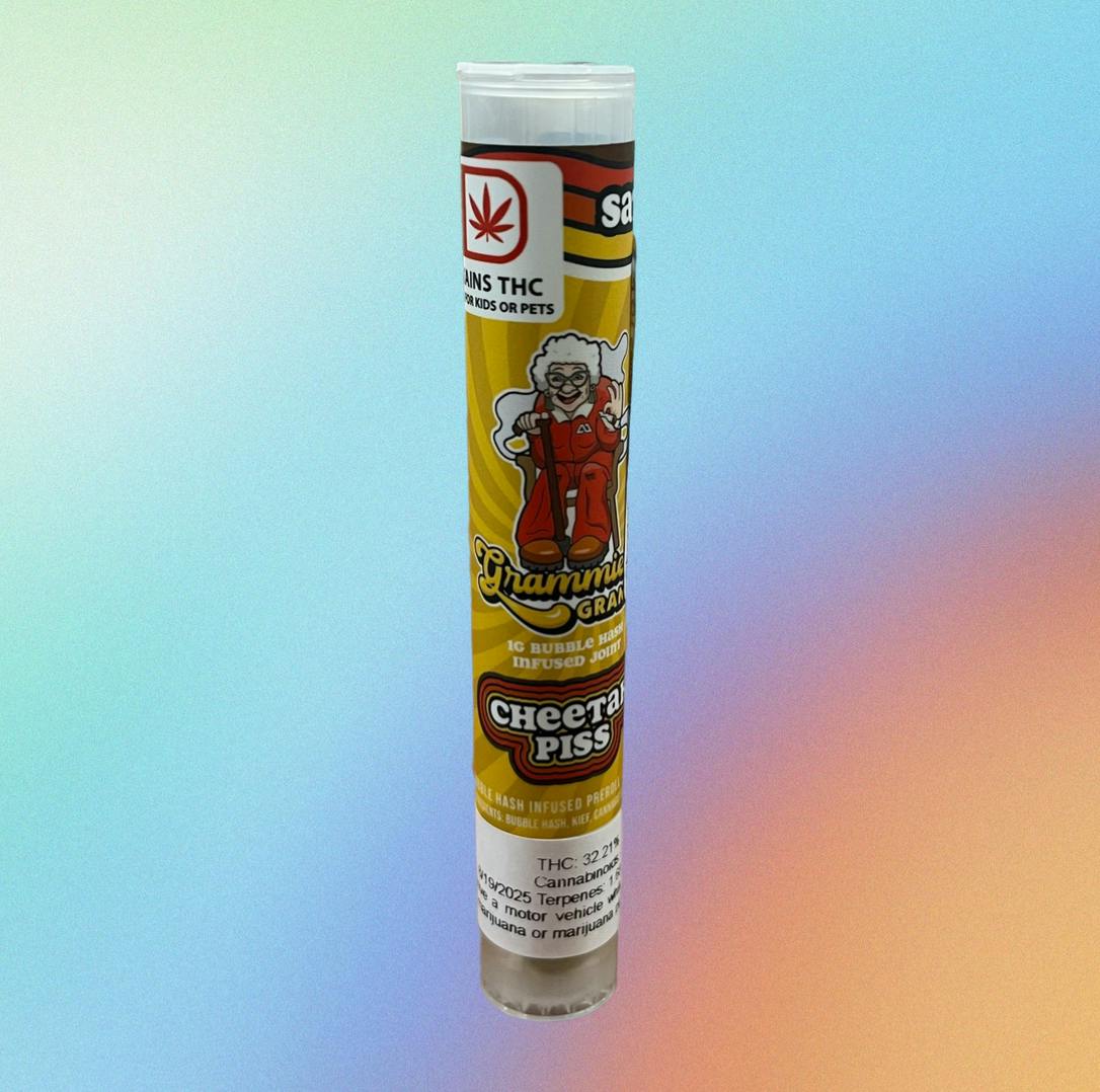 Cheetah Piss Grammies 1G Pre-Roll (BUBBLE HASH INFUSED)