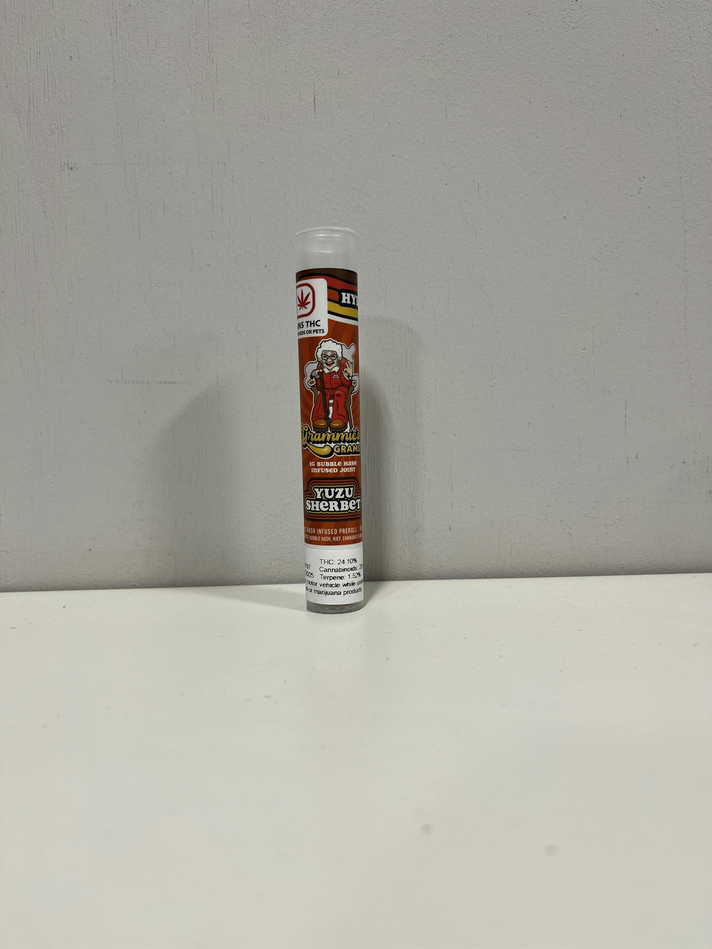 Yuzu Sherbet Grammies 1G Pre-Roll (BUBBLE HASH INFUSED)