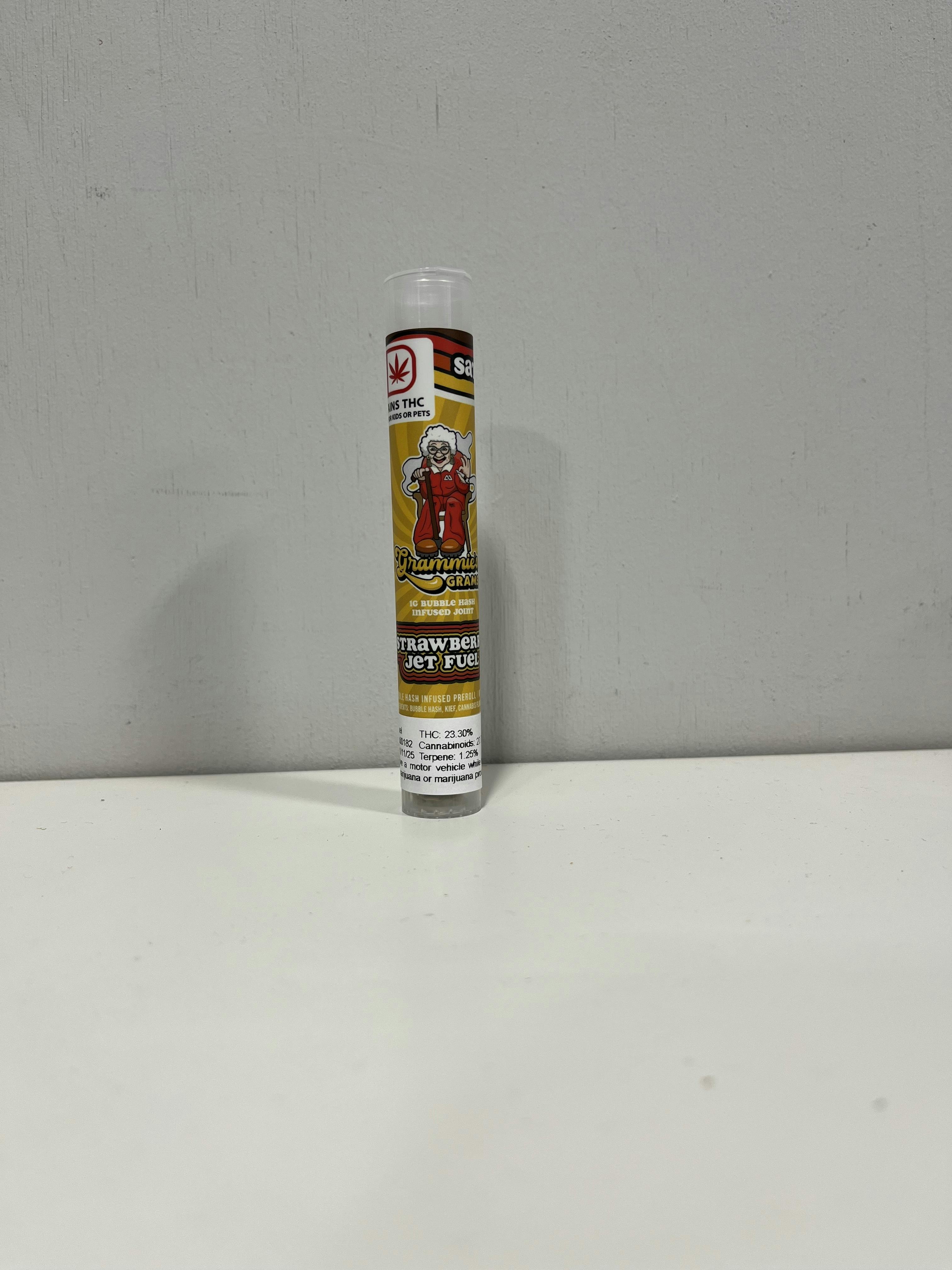 Strawberry Jet Fuel Grammies 1G Pre-Roll (BUBBLE HASH INFUSED)