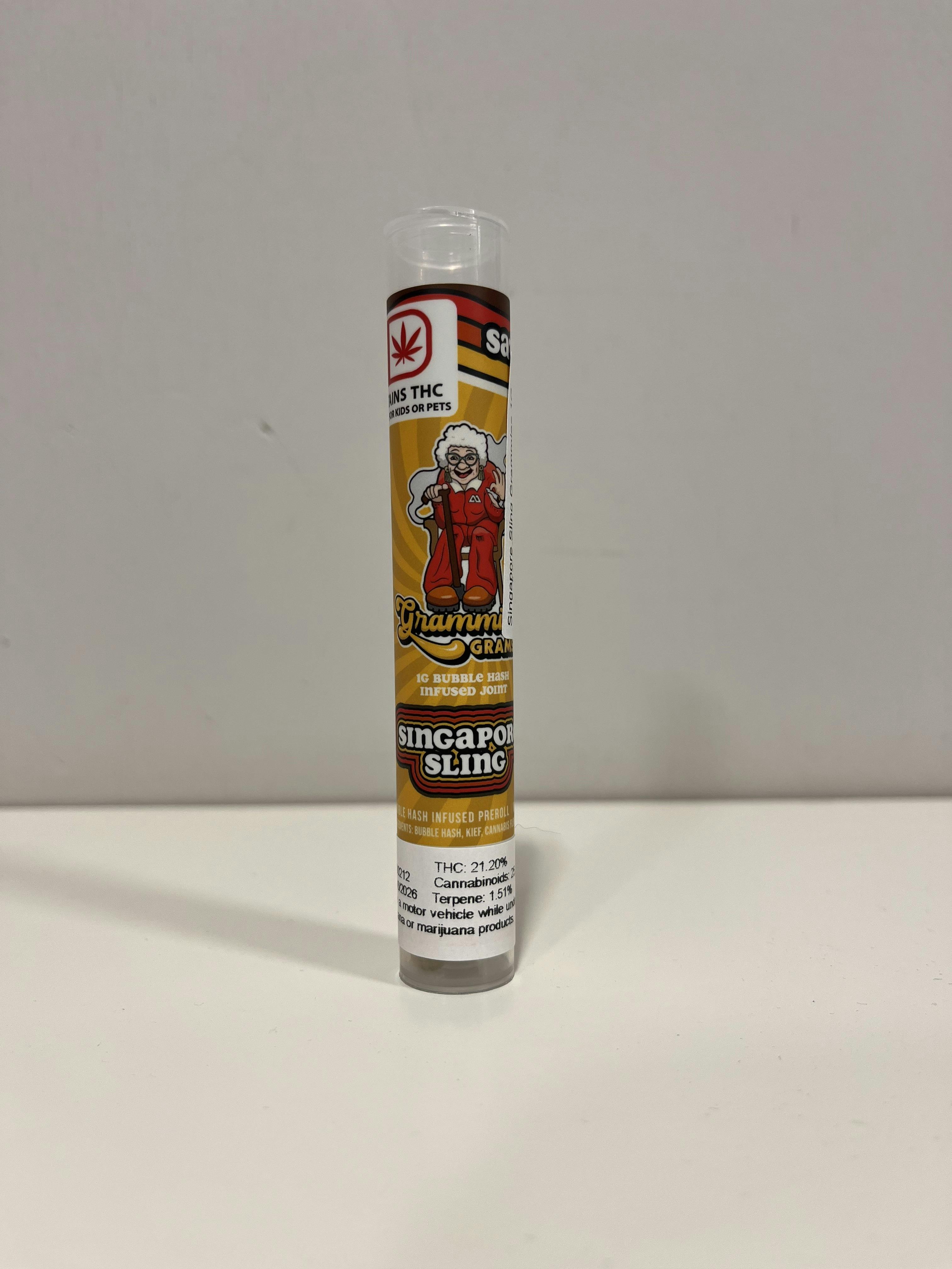 Singapore Sling Grammies 1G Pre-Roll (BUBBLE HASH INFUSED)