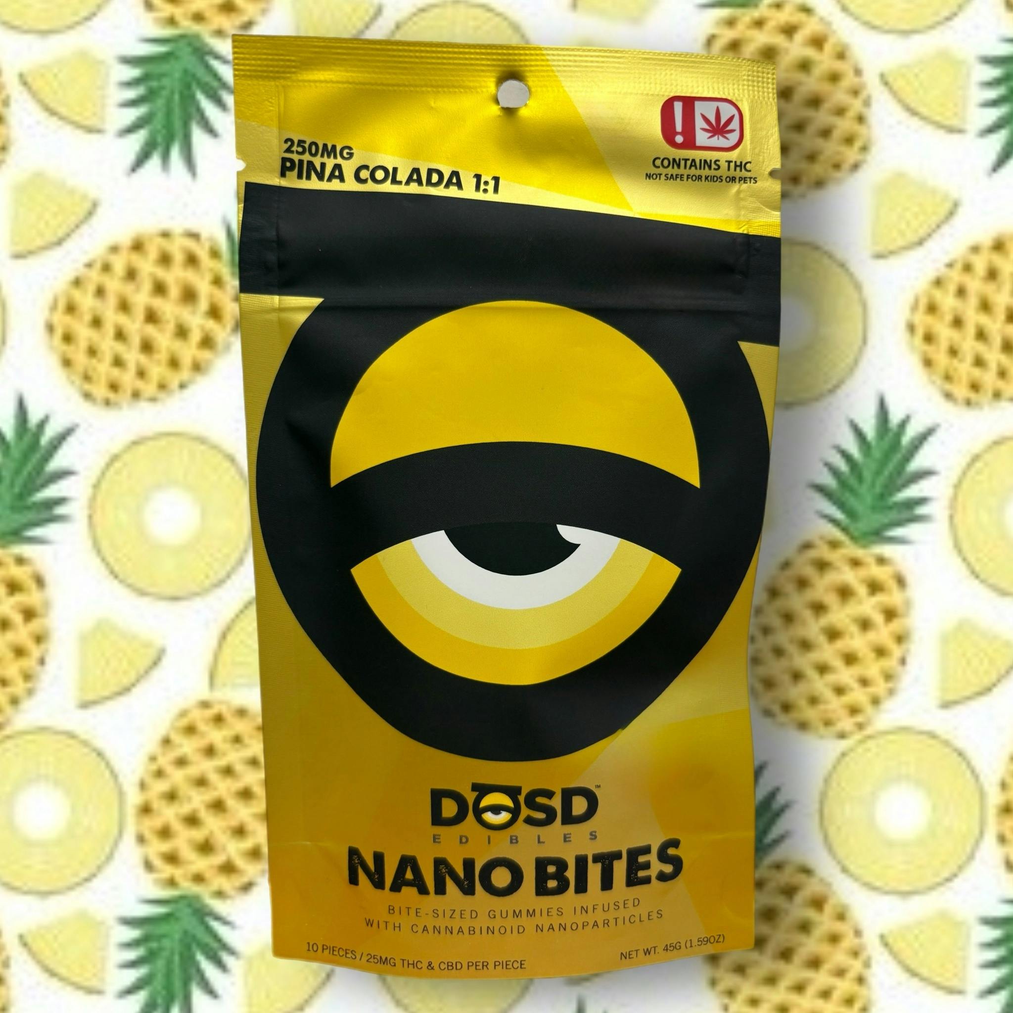 Nano Bites - Pina Colada 1:1 - 250mg, Indica Enhanced