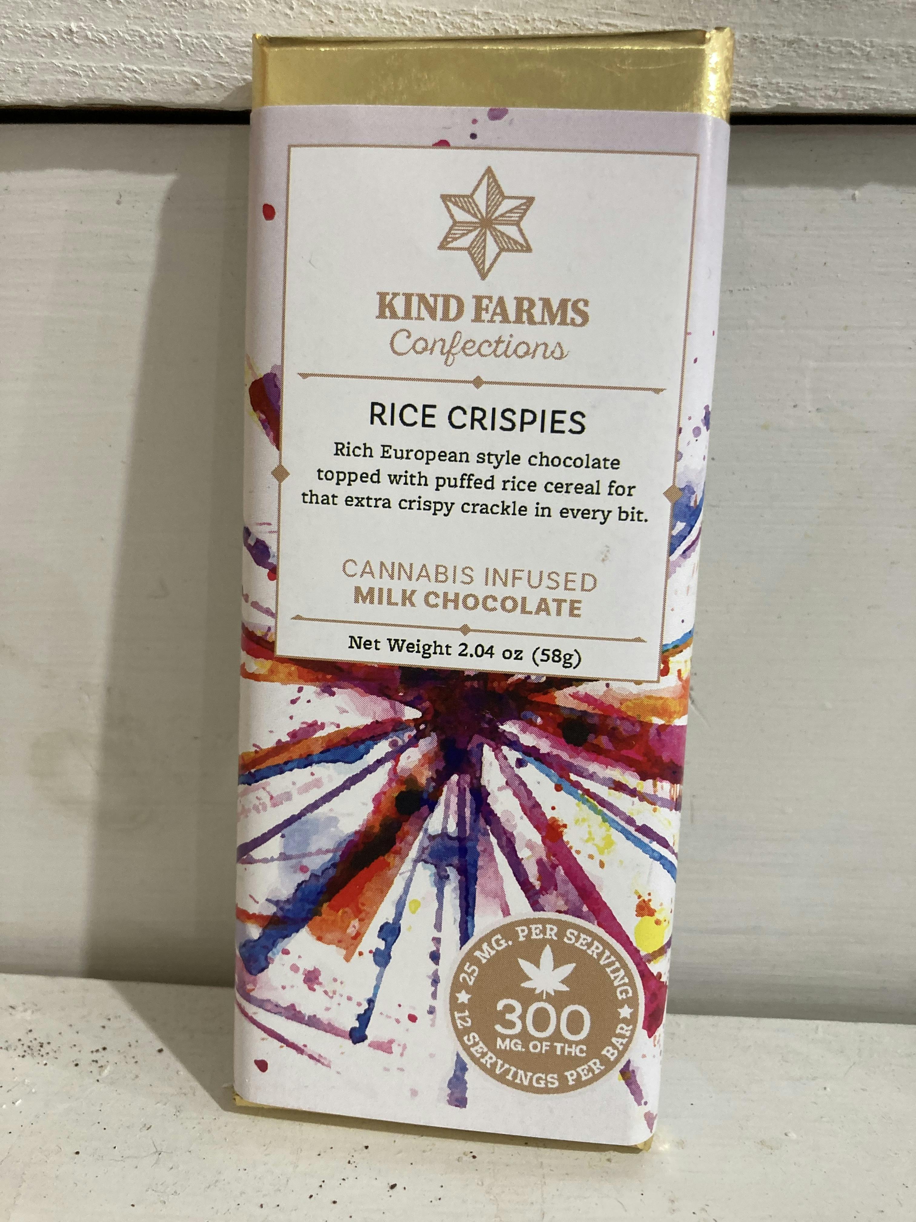 Kind Farms Confections - Rice Crispies. Cannabis Infused Milk Chocolate Bar 300MG THC.