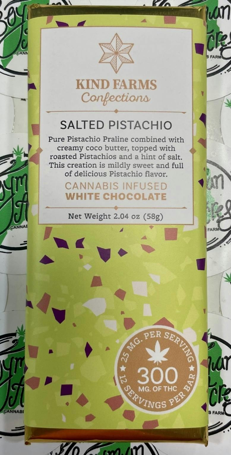 Salted Pistachio Bar 300mg THC - Kind Farms Confections by Kind Farms Reserve