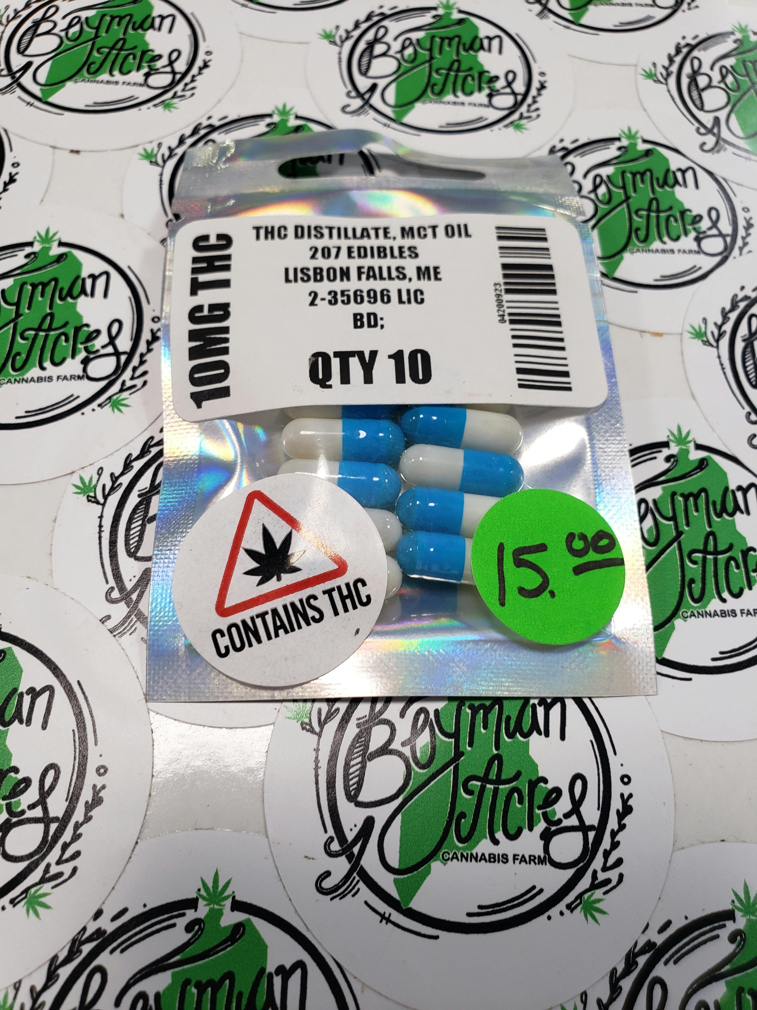 10 MG THC Capsule at Boyman Acres Cannabis Farm and Medical Marijuana