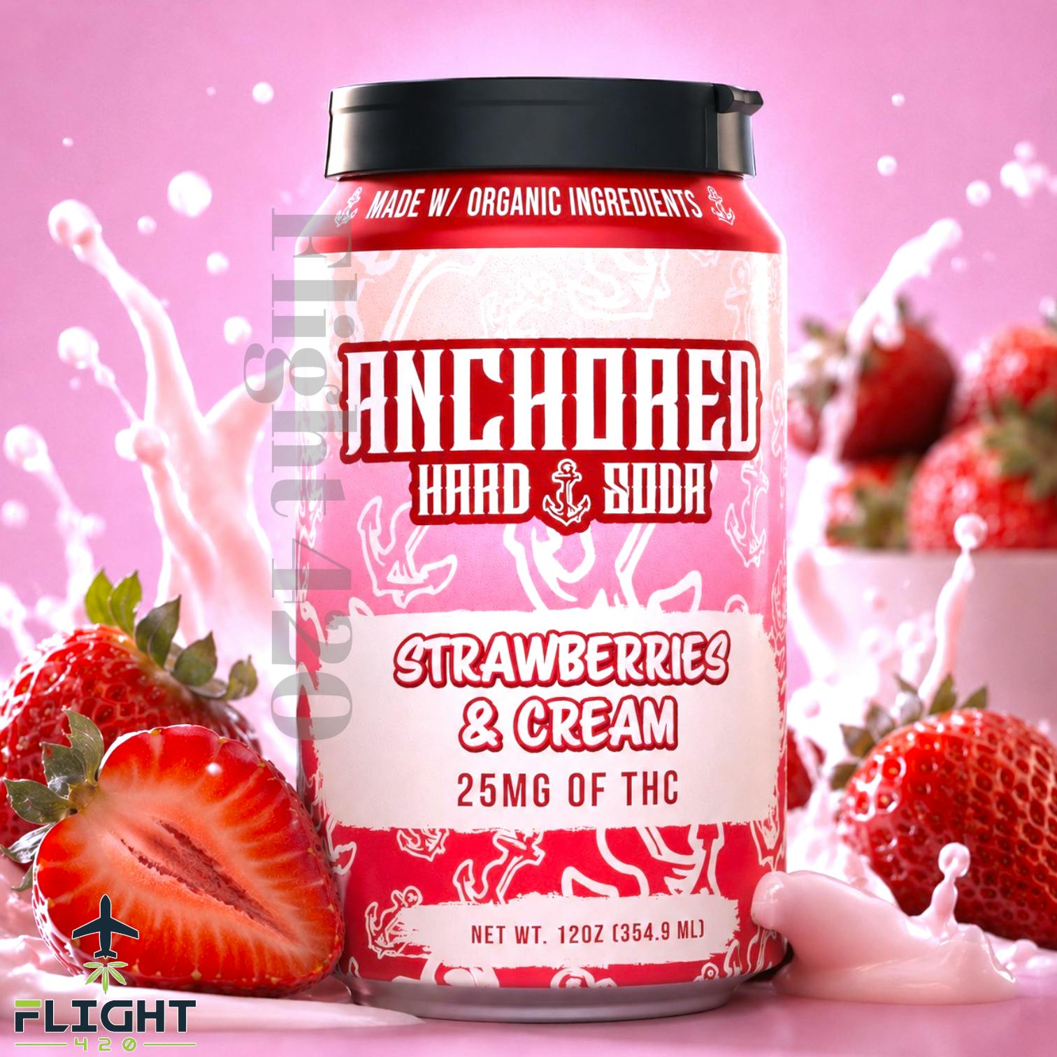 Anchored | Strawberries & Cream Hard Soda | 25mg