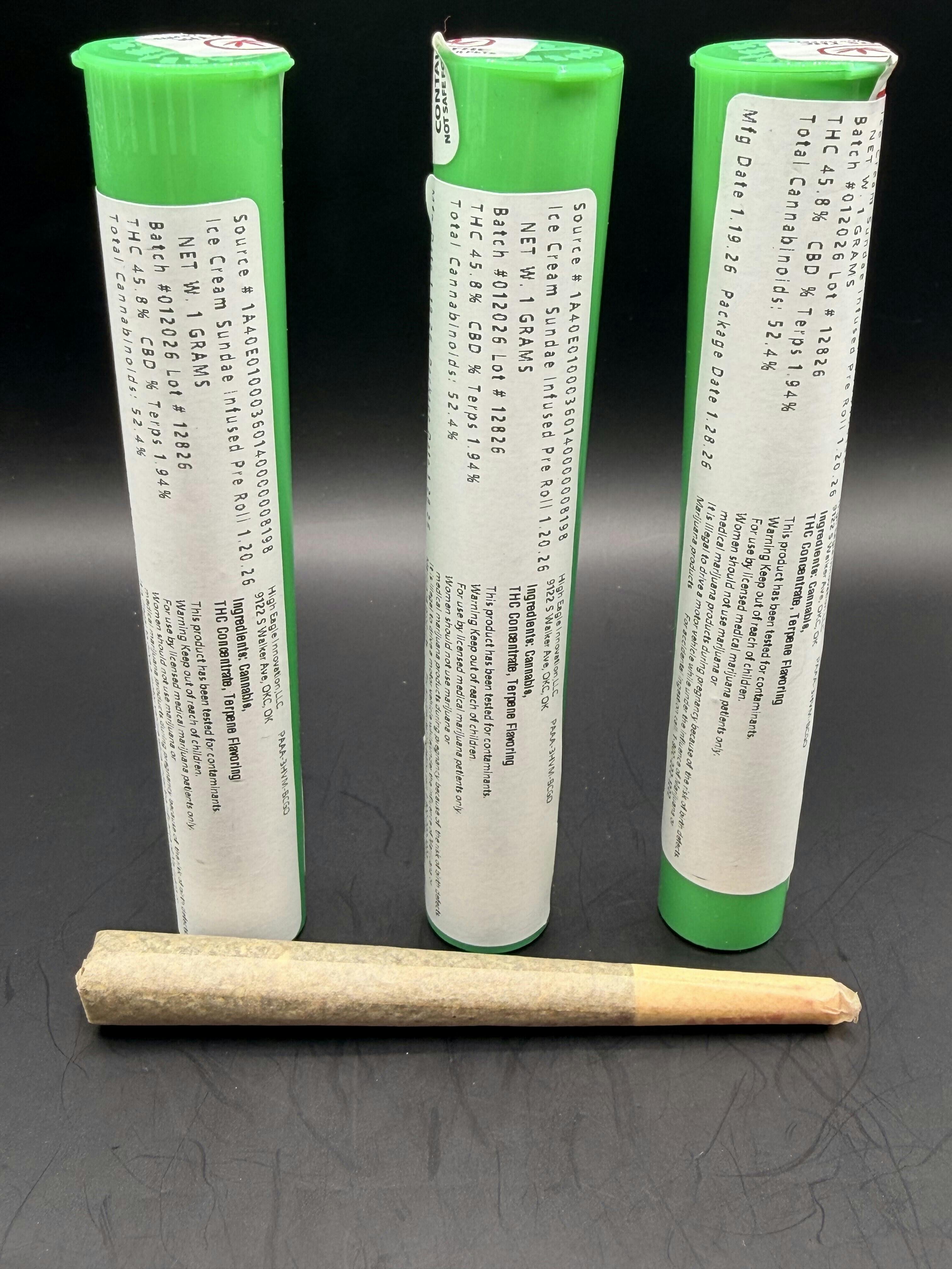 Stingers | Ice Cream Sundae | THC: 46.9% TERPS: 1.98% | 1G Infused Preroll | 2 for $5 (Tax Included)