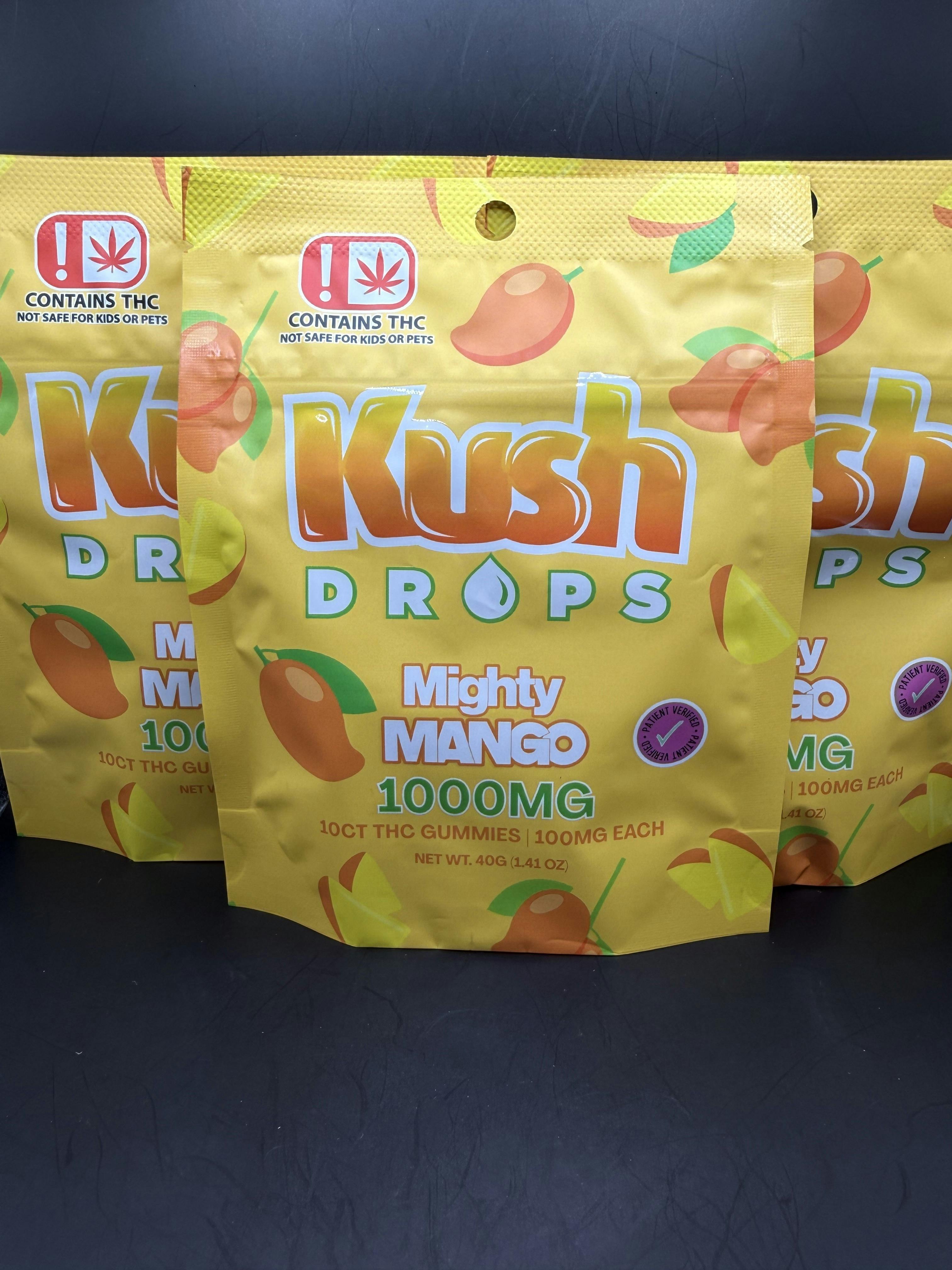 Kush Drops | Mighty Mango Gummies | 1000mg | 10ct | 100mg/ea