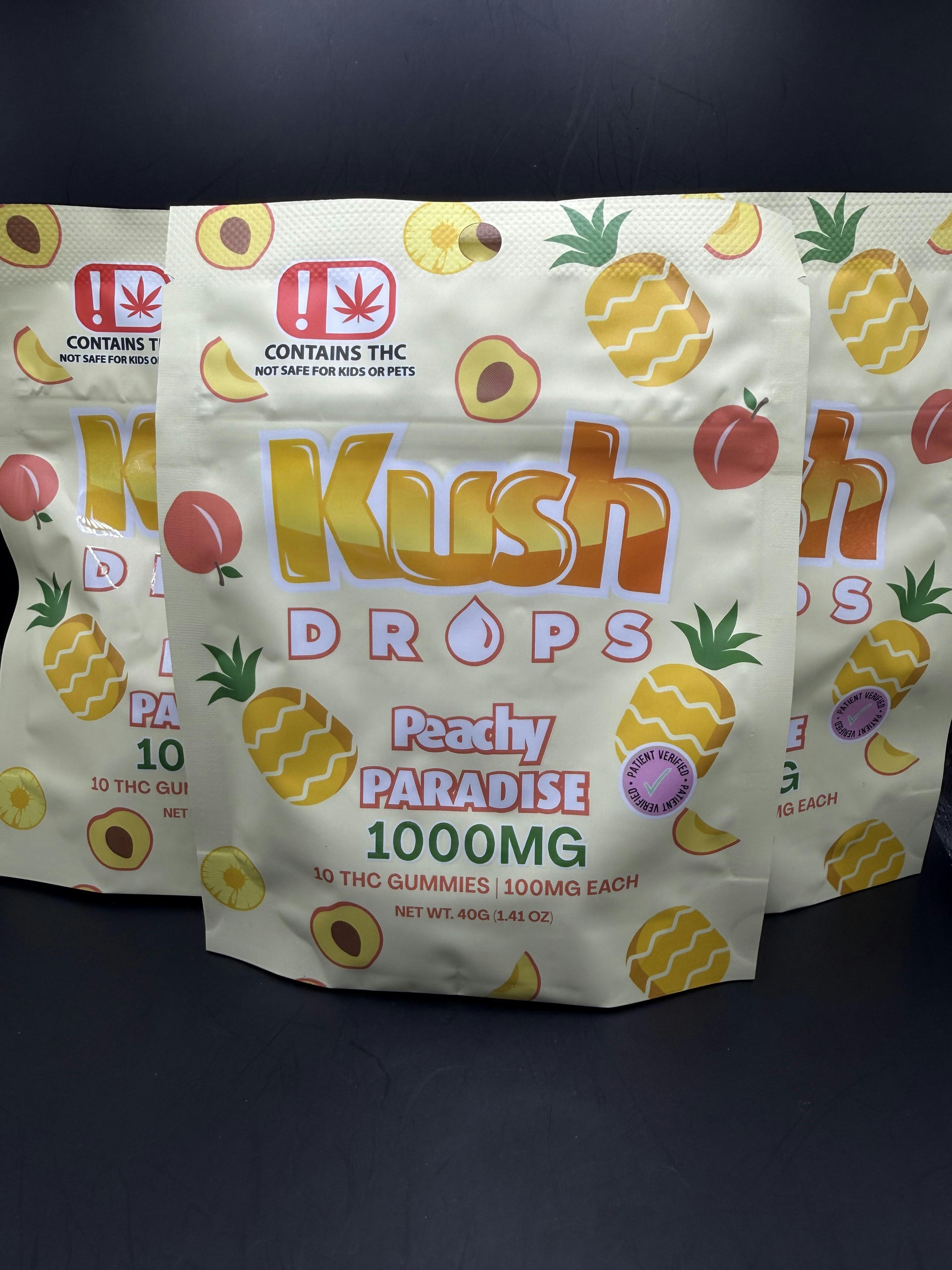 Kush Drops | Peachy Paradise Gummies | 1000mg THC