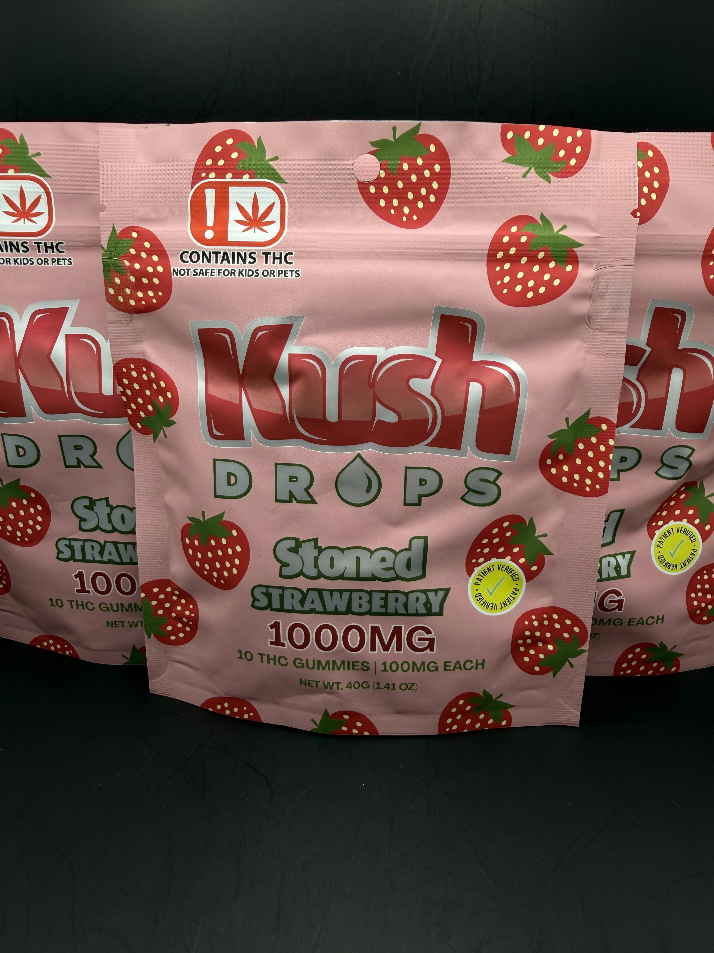 Kush Drops | Stoned Strawberry Gummies | 1000mg THC