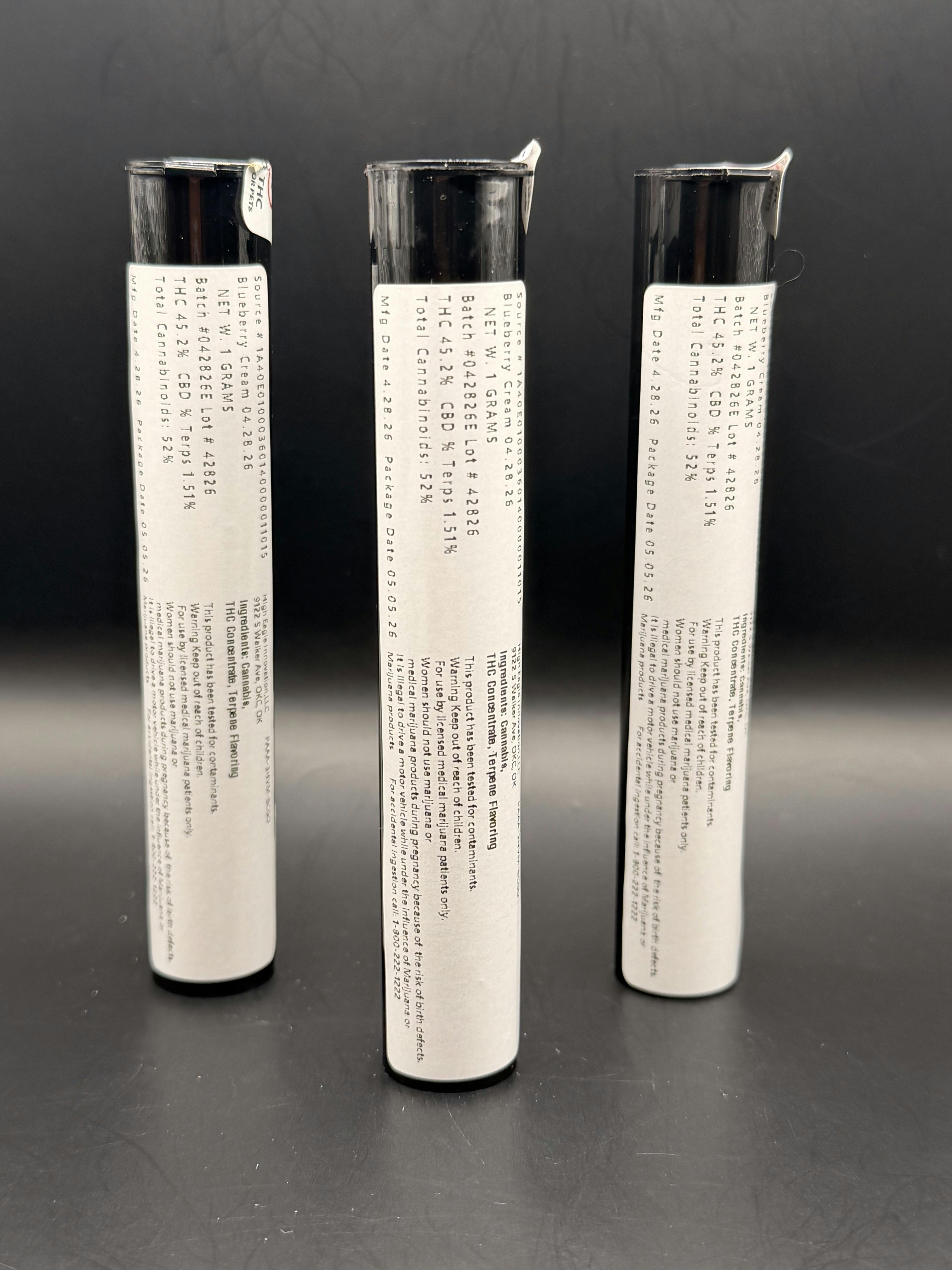 Stingers | Blueberry Cream| THC: 43.6% TERPS: 1.73% | 1G Infused Preroll | (Tax Included)