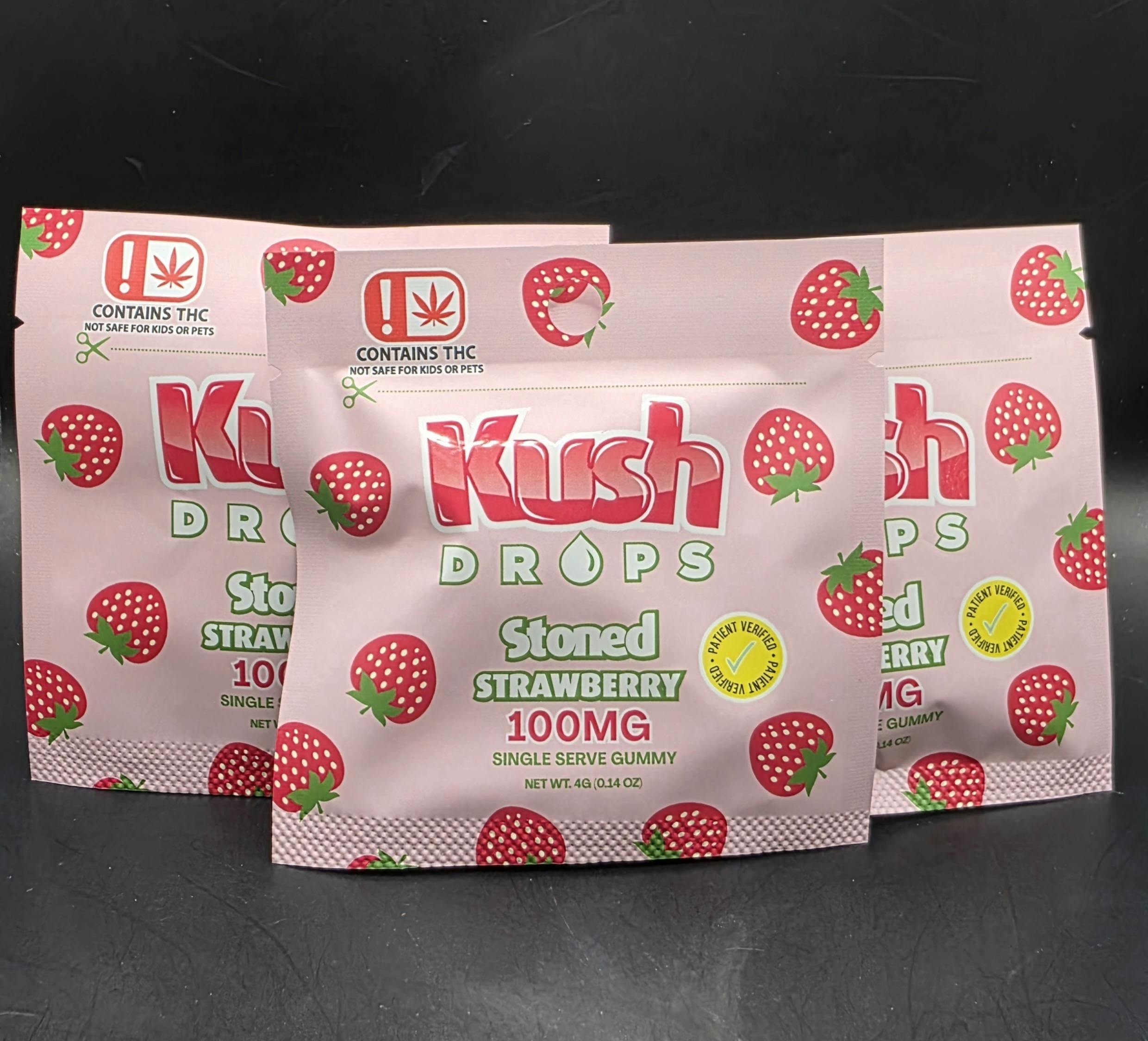 Kush Drops | Stoned Strawberry Gummy | Single | 100mg