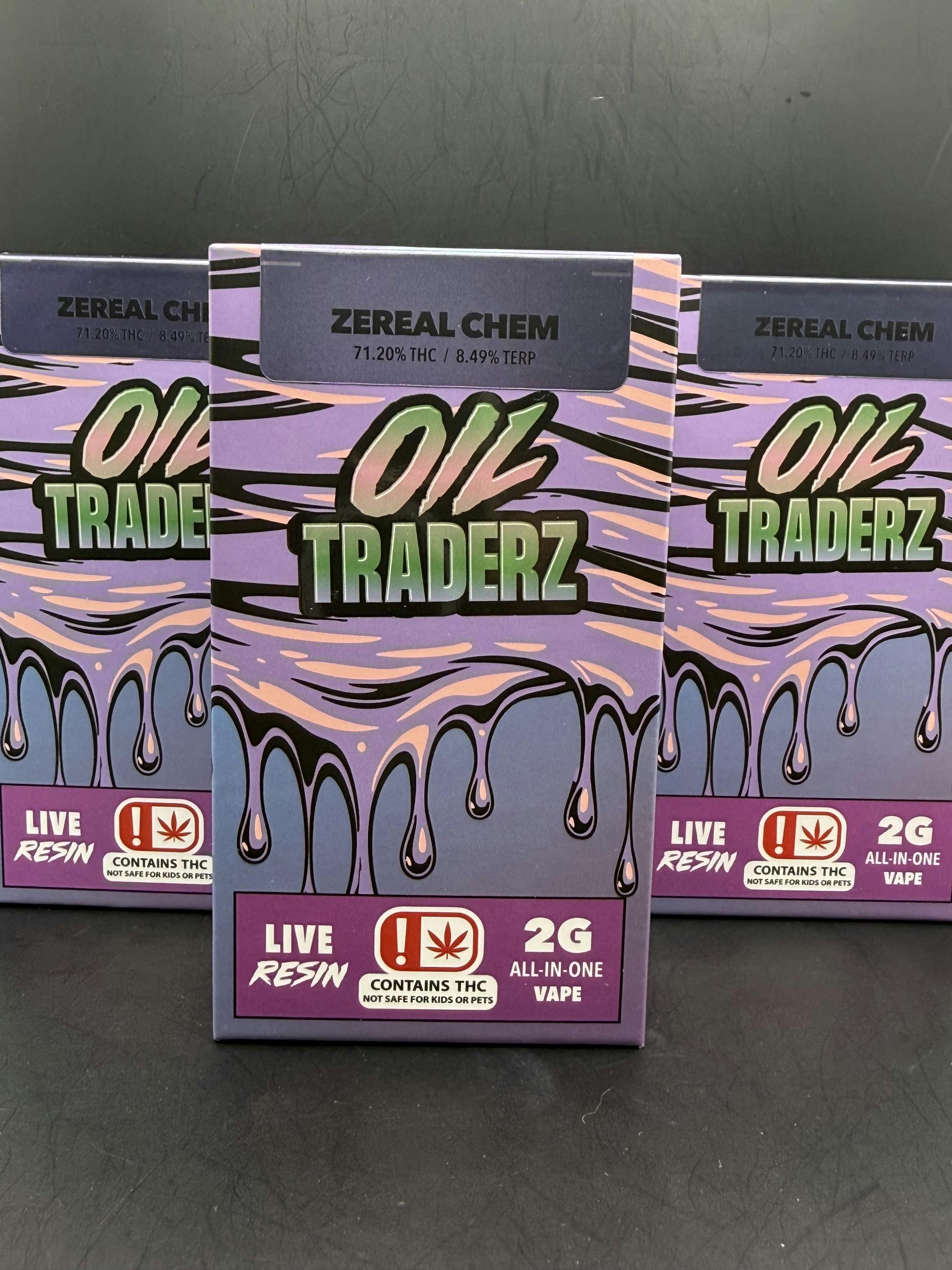 Oil Traderz | Zereal Chem | THC: 71.2% TERPS: 8.49% | 2G LIVE RESIN Disposable Vape (Tax Included)
