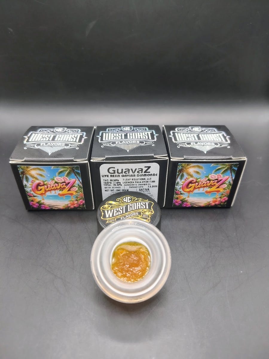 West Coast Flavors | Guavaz | THC: 68.56% TERPS: 7.16% 1G Live Resin Caviar Diamonds
